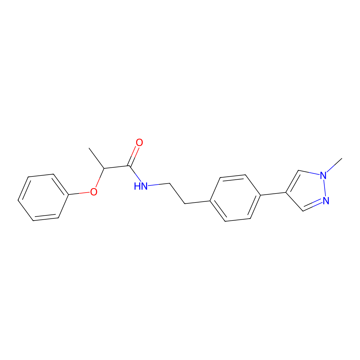 N-{2-[4-(1-methyl-1H-pyrazol-4-yl)phenyl]ethyl}-2-phenoxypropanamide molecular structure, CAS 2549063-51-4