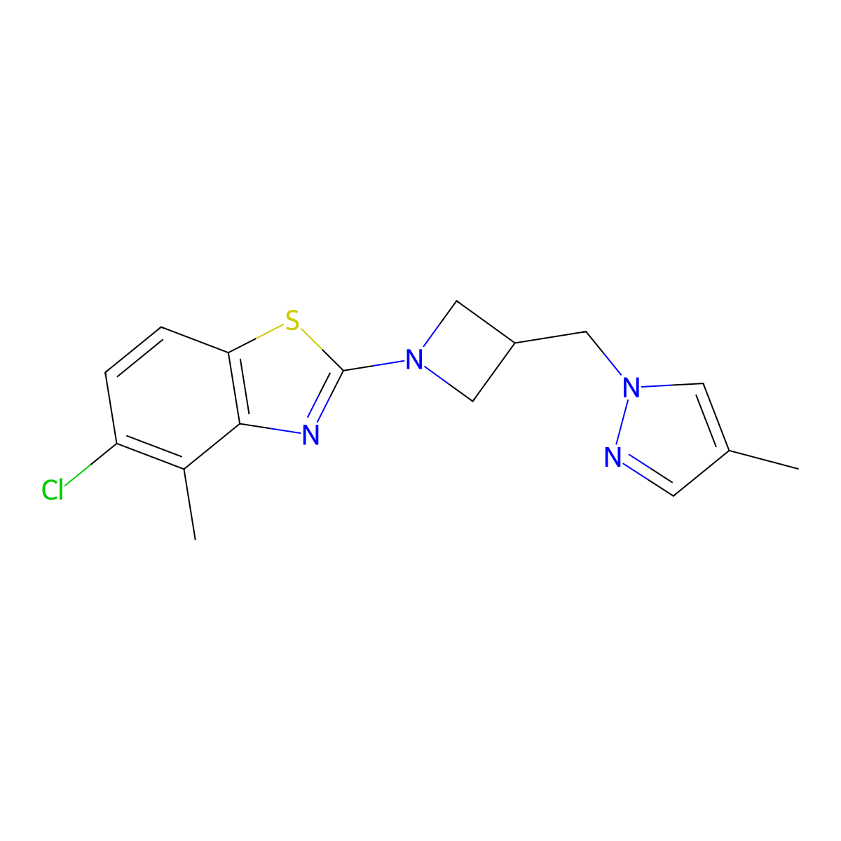 5-chloro-4-methyl-2-{3-[(4-methyl-1H-pyrazol-1-yl)methyl]azetidin-1-yl}-1,3-benzothiazole molecular structure, CAS 2549063-58-1