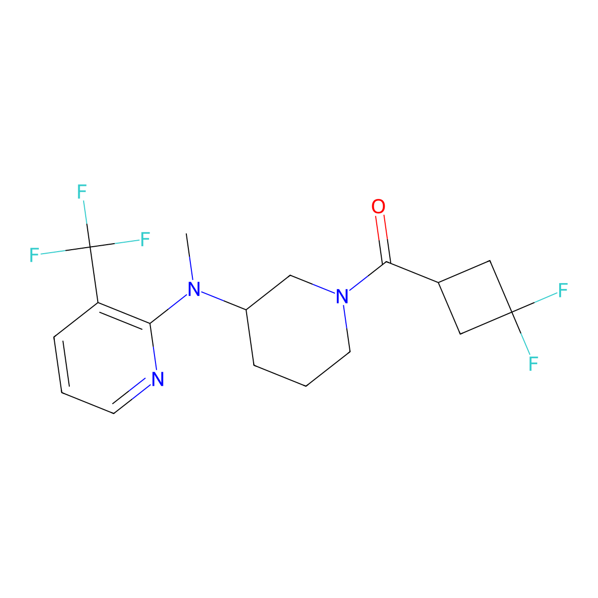 N-[1-(3,3-difluorocyclobutanecarbonyl)piperidin-3-yl]-N-methyl-3-(trifluoromethyl)pyridin-2-amine molecular structure, CAS 2549063-62-7