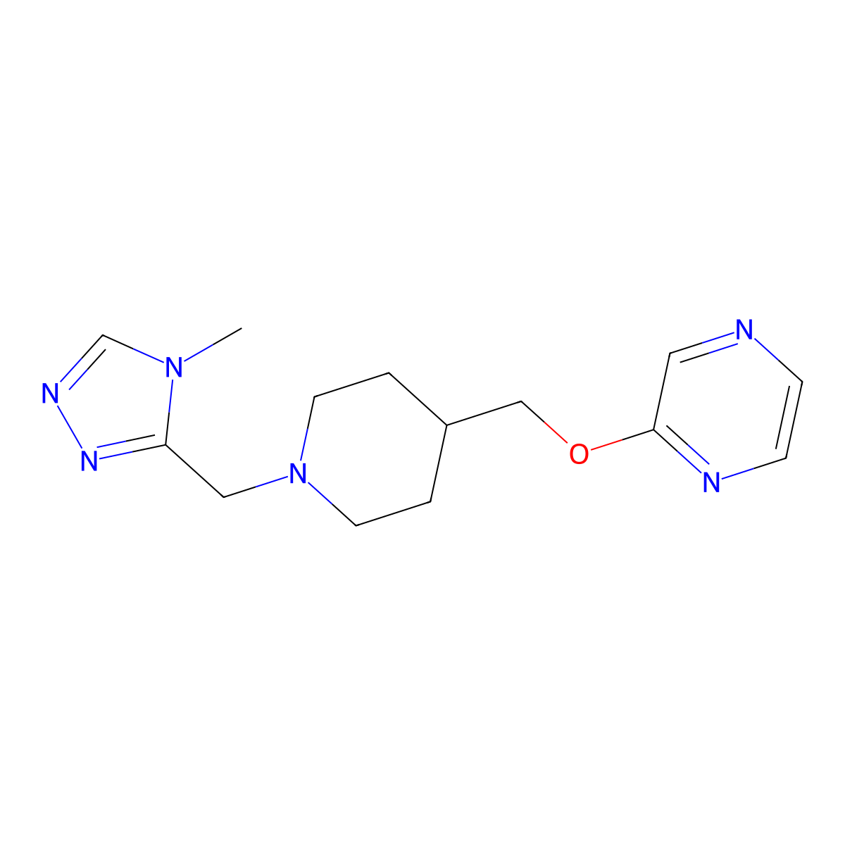 2-({1-[(4-methyl-4H-1,2,4-triazol-3-yl)methyl]piperidin-4-yl}methoxy)pyrazine molecular structure, CAS 2549063-63-8