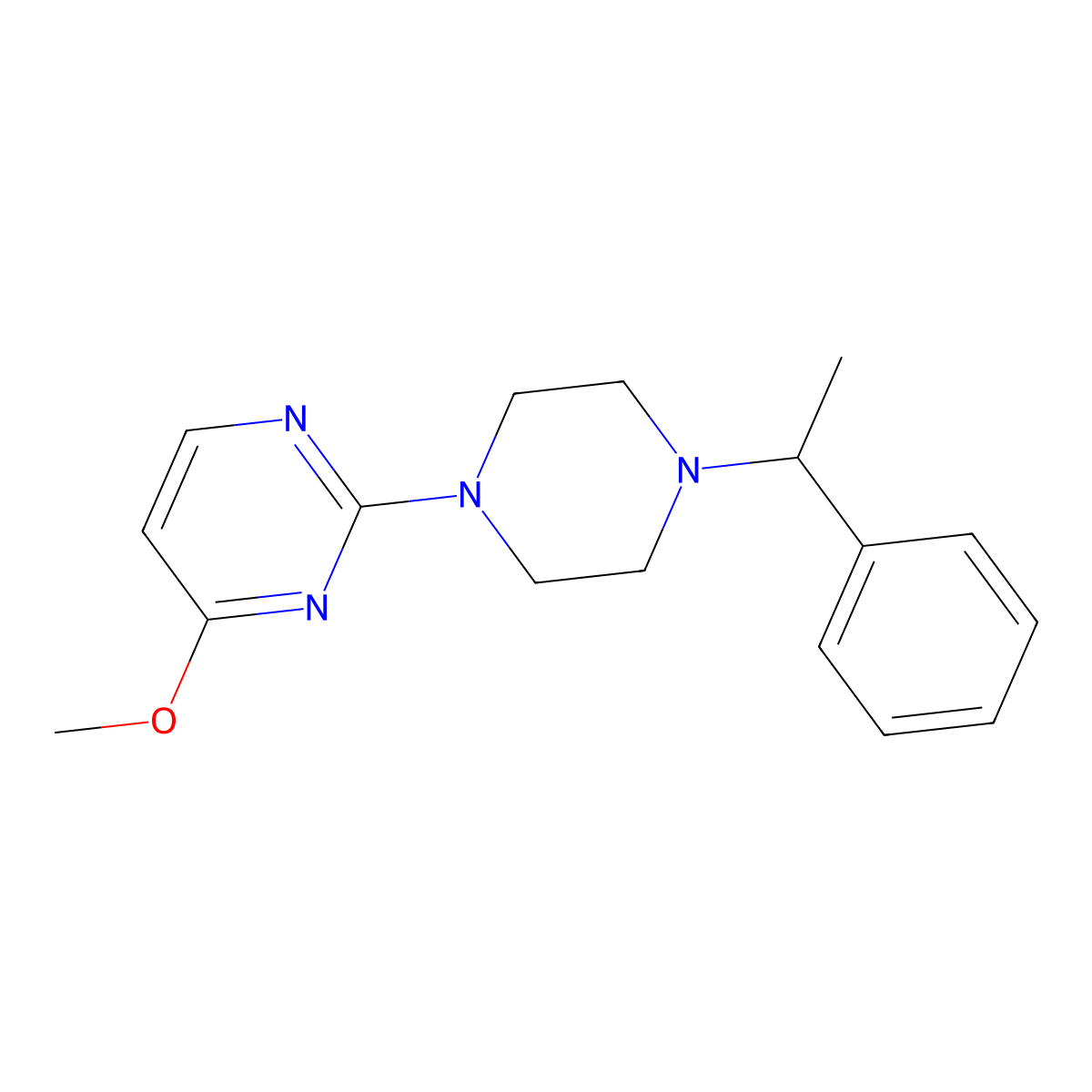 4-Methoxy-2-[4-(1-phenylethyl)piperazin-1-yl]pyrimidine molecular structure, CAS 2549063-64-9