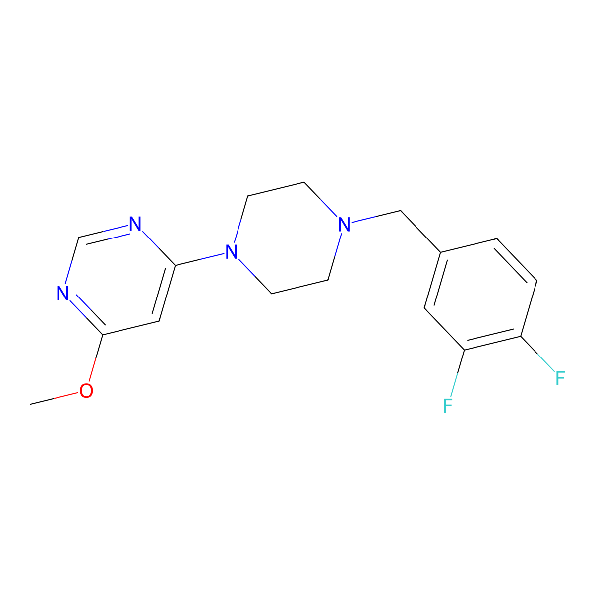 4-{4-[(3,4-Difluorophenyl)methyl]piperazin-1-yl}-6-methoxypyrimidine molecular structure, CAS 2549063-69-4