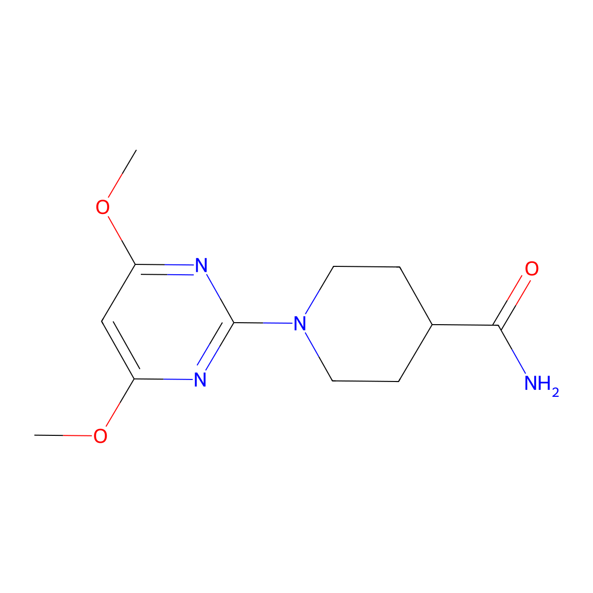 1-(4,6-Dimethoxypyrimidin-2-yl)piperidine-4-carboxamide molecular structure, CAS 2549063-71-8