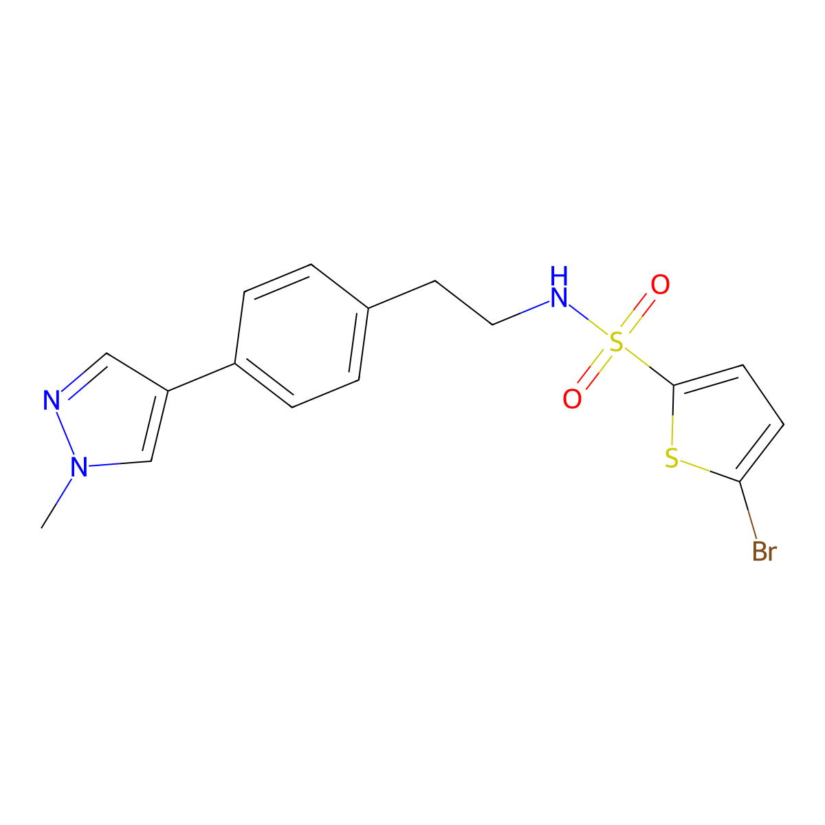 5-bromo-N-{2-[4-(1-methyl-1H-pyrazol-4-yl)phenyl]ethyl}thiophene-2-sulfonamide molecular structure, CAS 2549063-74-1