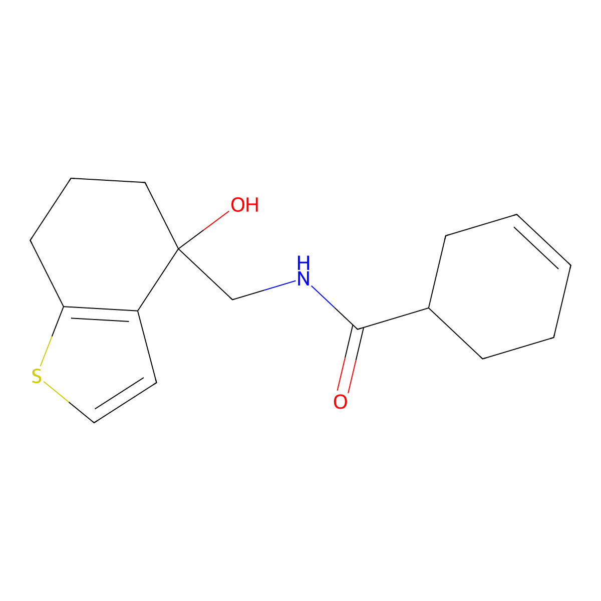 N-[(4-hydroxy-4,5,6,7-tetrahydro-1-benzothiophen-4-yl)methyl]cyclohex-3-ene-1-carboxamide molecular structure, CAS 2549063-78-5
