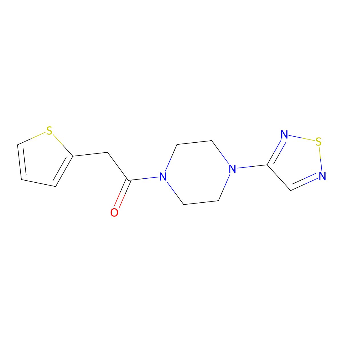 1-[4-(1,2,5-Thiadiazol-3-yl)piperazin-1-yl]-2-(thiophen-2-yl)ethan-1-one molecular structure, CAS 2549063-81-0