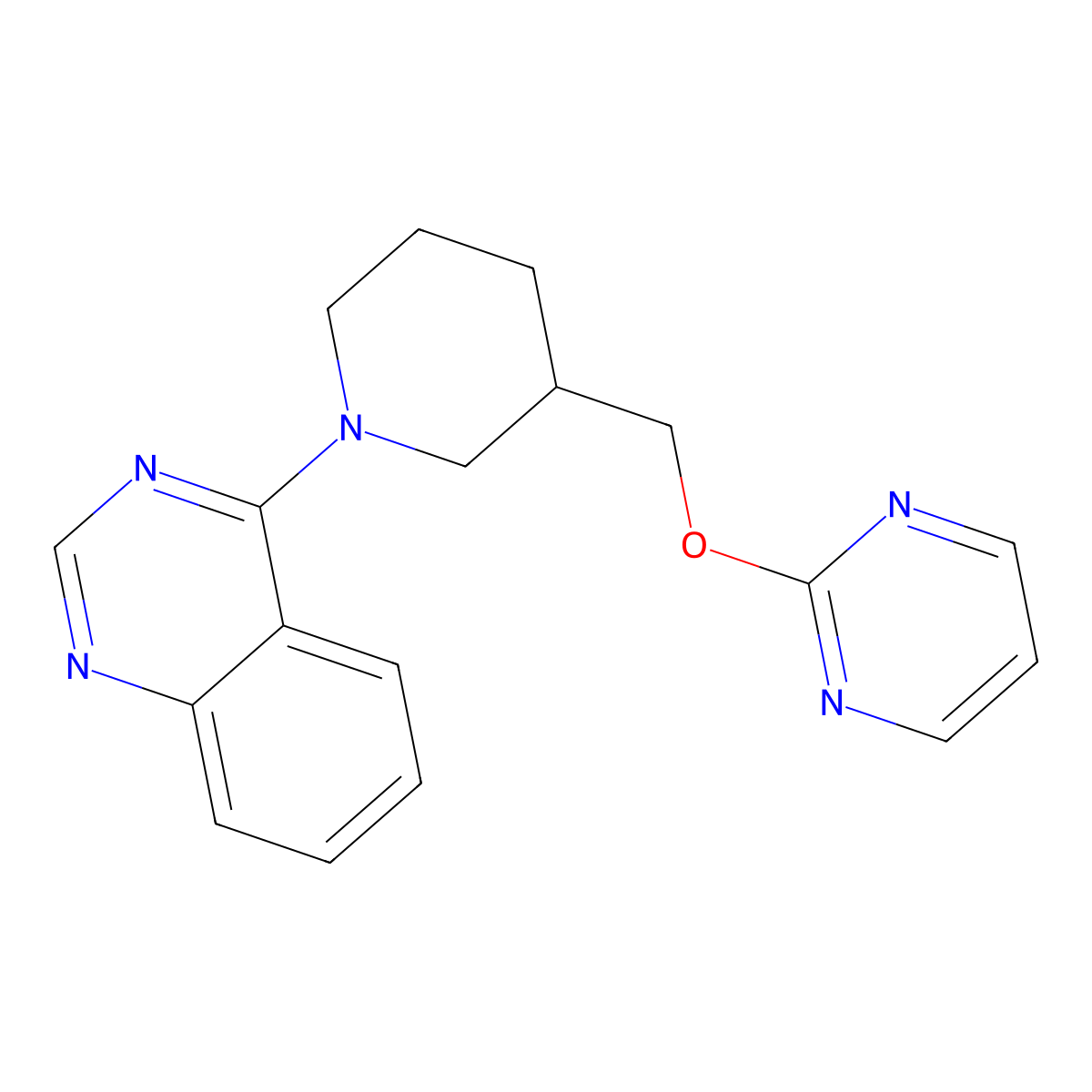 4-{3-[(Pyrimidin-2-yloxy)methyl]piperidin-1-yl}quinazoline molecular structure, CAS 2549063-83-2
