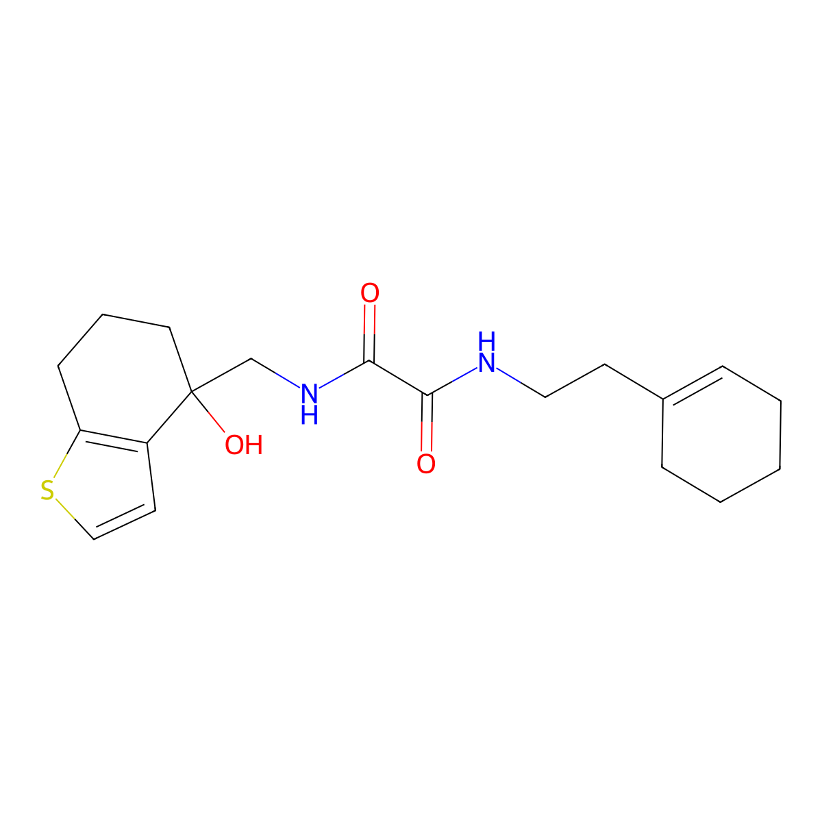 N'-[2-(cyclohex-1-en-1-yl)ethyl]-N-[(4-hydroxy-4,5,6,7-tetrahydro-1-benzothiophen-4-yl)methyl]ethanediamide molecular structure, CAS 2549063-88-7