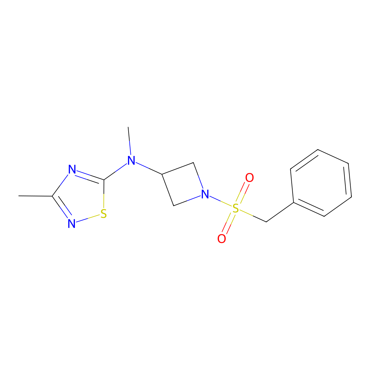 N,3-dimethyl-N-(1-phenylmethanesulfonylazetidin-3-yl)-1,2,4-thiadiazol-5-amine molecular structure, CAS 2549063-94-5