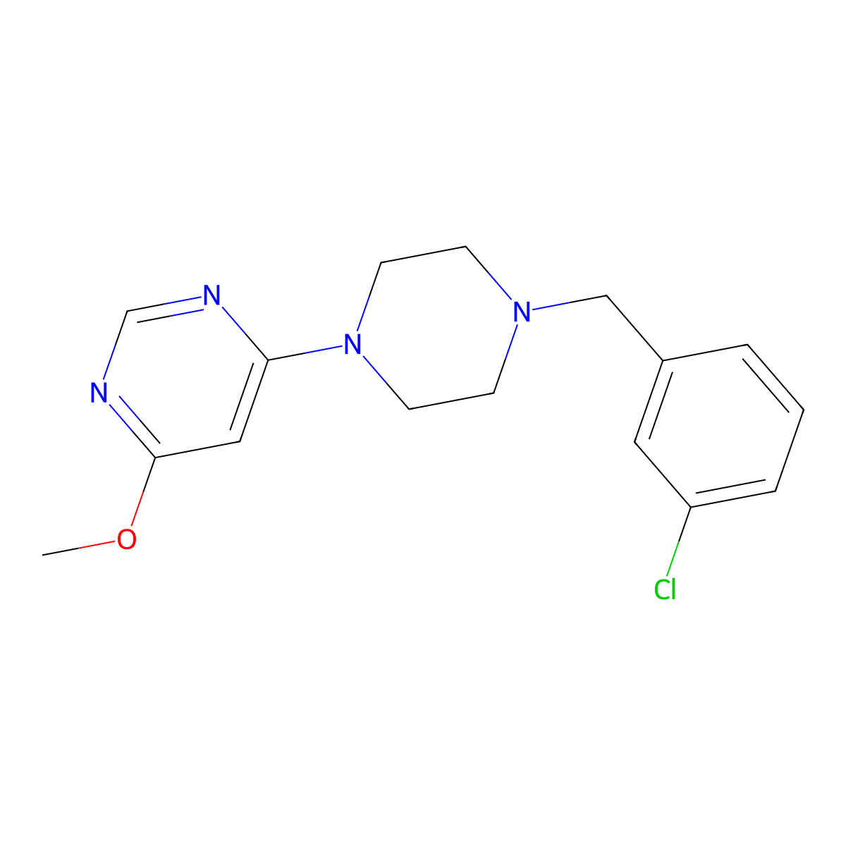 4-{4-[(3-Chlorophenyl)methyl]piperazin-1-yl}-6-methoxypyrimidine molecular structure, CAS 2549063-95-6