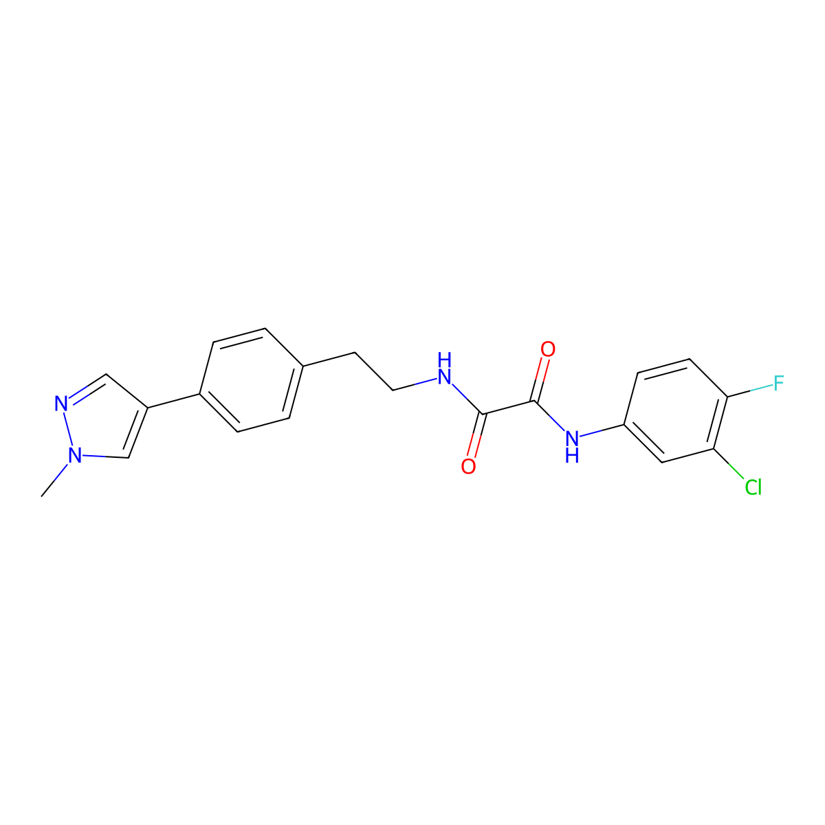 N-(3-chloro-4-fluorophenyl)-N'-{2-[4-(1-methyl-1H-pyrazol-4-yl)phenyl]ethyl}ethanediamide molecular structure, CAS 2549063-97-8