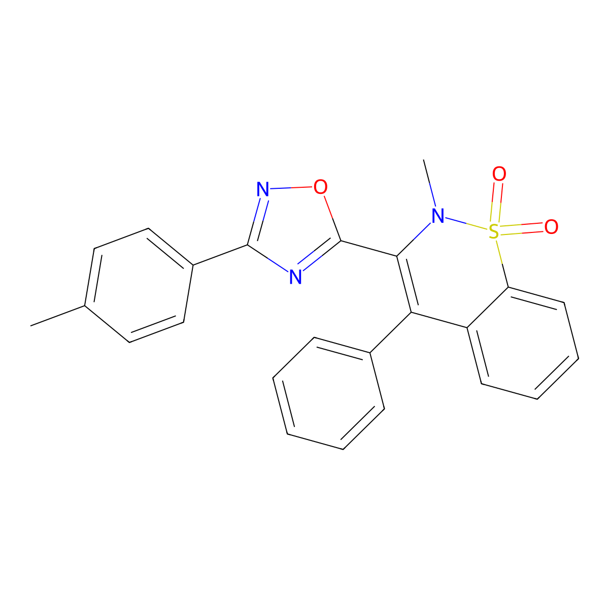2-methyl-3-[3-(4-methylphenyl)-1,2,4-oxadiazol-5-yl]-4-phenyl-2H-1lambda6,2-benzothiazine-1,1-dione molecular structure, CAS 2549064-20-0
