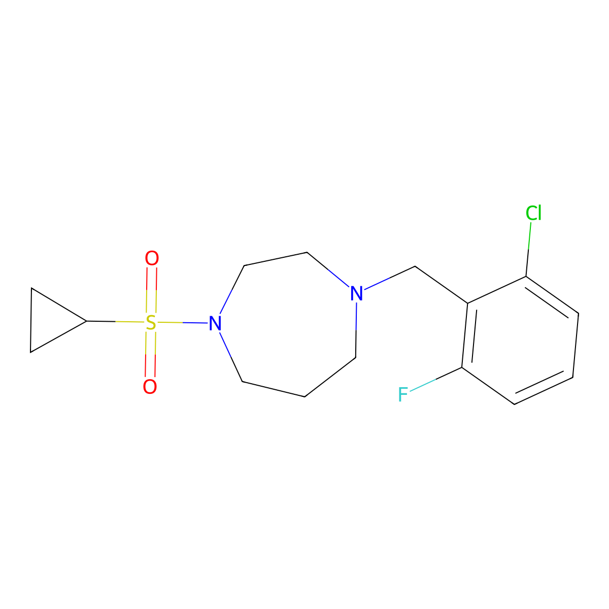 1-[(2-Chloro-6-fluorophenyl)methyl]-4-(cyclopropanesulfonyl)-1,4-diazepane molecular structure, CAS 2549064-21-1