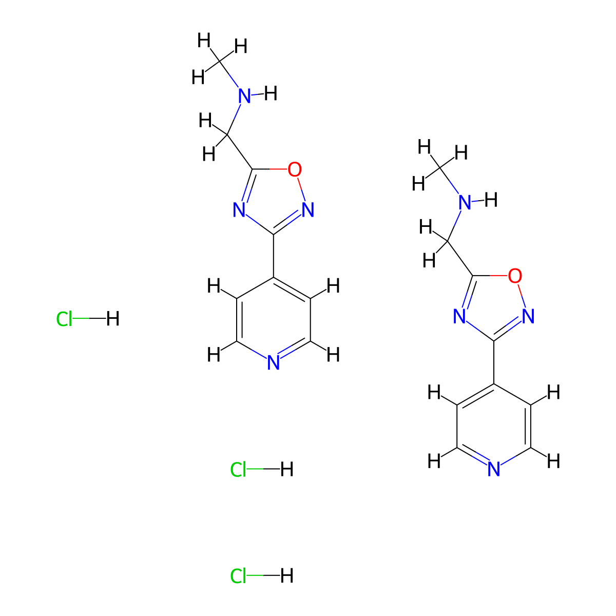 Bis(methyl({[3-(pyridin-4-yl)-1,2,4-oxadiazol-5-yl]methyl})amine) trihydrochloride molecular structure, CAS 2549064-24-4