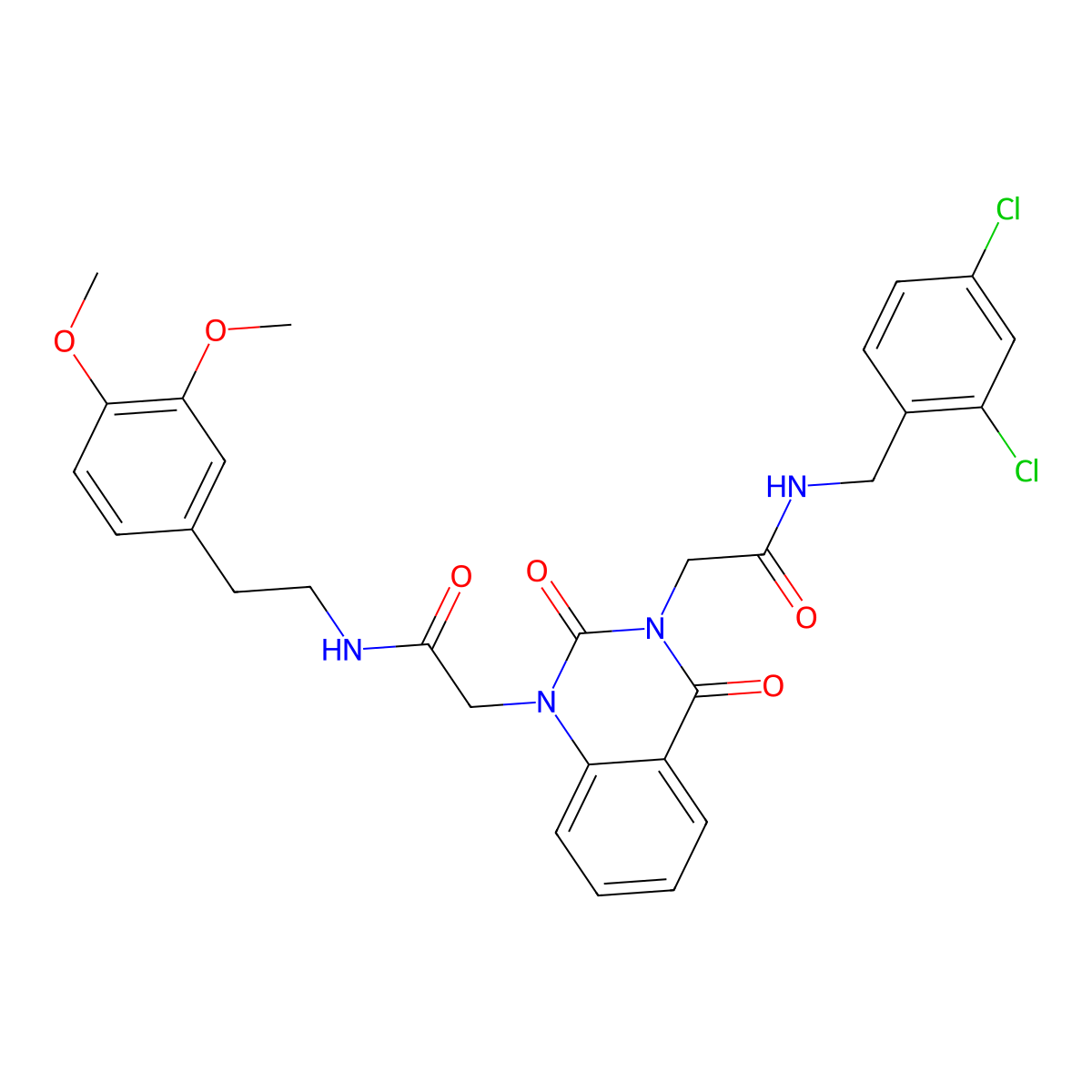 2-[3-({[(2,4-dichlorophenyl)methyl]carbamoyl}methyl)-2,4-dioxo-1,2,3,4-tetrahydroquinazolin-1-yl]-N-[2-(3,4-dimethoxyphenyl)ethyl]acetamide molecular structure, CAS 2549064-29-9
