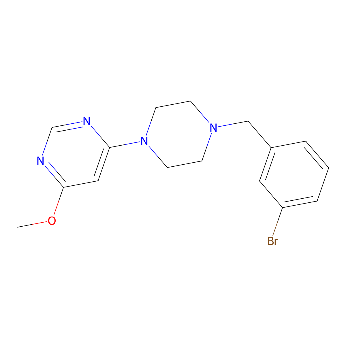4-{4-[(3-Bromophenyl)methyl]piperazin-1-yl}-6-methoxypyrimidine molecular structure, CAS 2549064-30-2