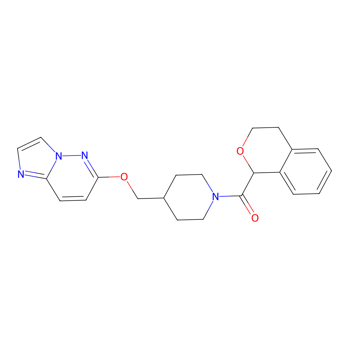 1-(3,4-dihydro-1H-2-benzopyran-1-carbonyl)-4-({imidazo[1,2-b]pyridazin-6-yloxy}methyl)piperidine molecular structure, CAS 2549064-31-3