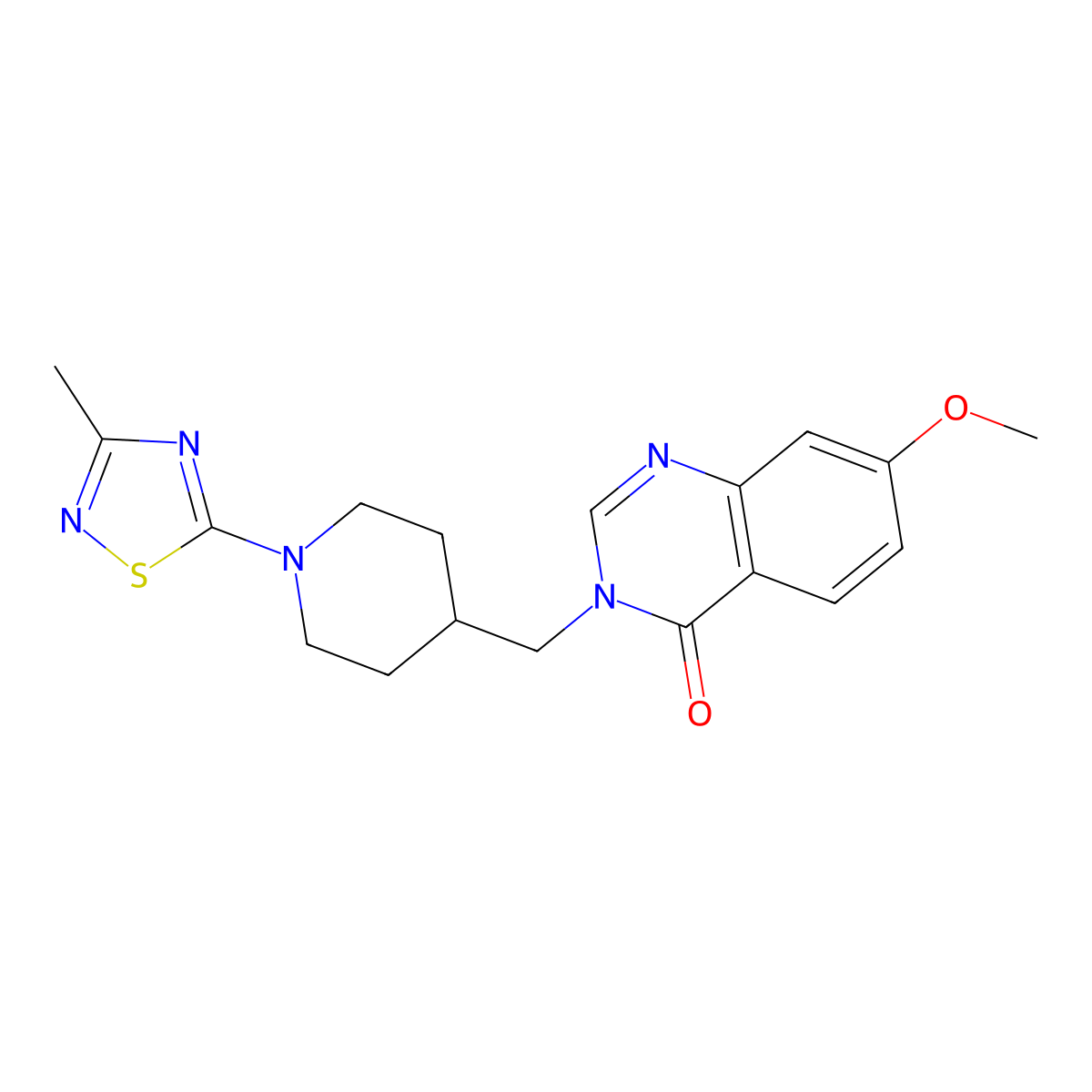 7-Methoxy-3-{[1-(3-methyl-1,2,4-thiadiazol-5-yl)piperidin-4-yl]methyl}-3,4-dihydroquinazolin-4-one molecular structure, CAS 2549064-33-5