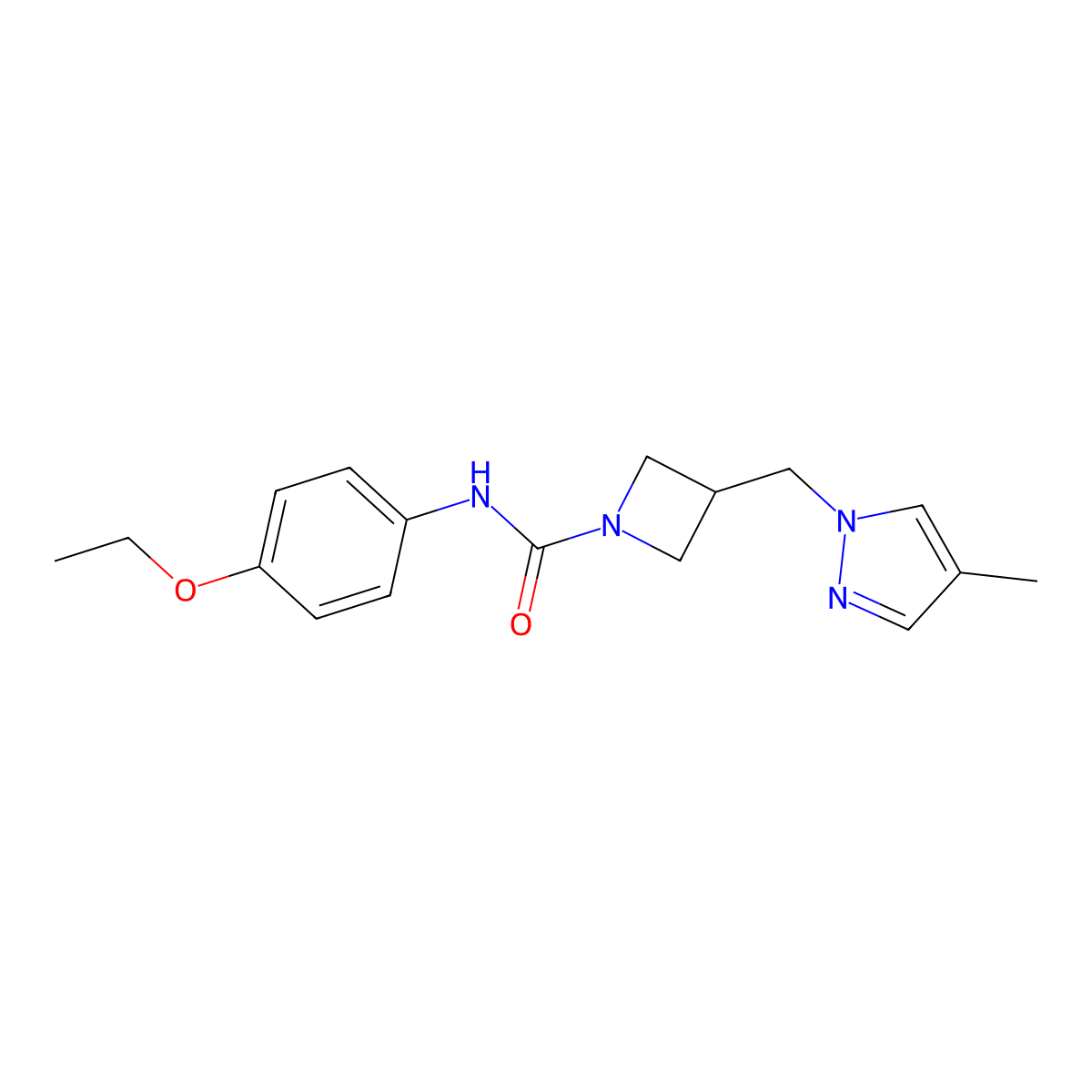 N-(4-ethoxyphenyl)-3-[(4-methyl-1H-pyrazol-1-yl)methyl]azetidine-1-carboxamide molecular structure, CAS 2549064-39-1