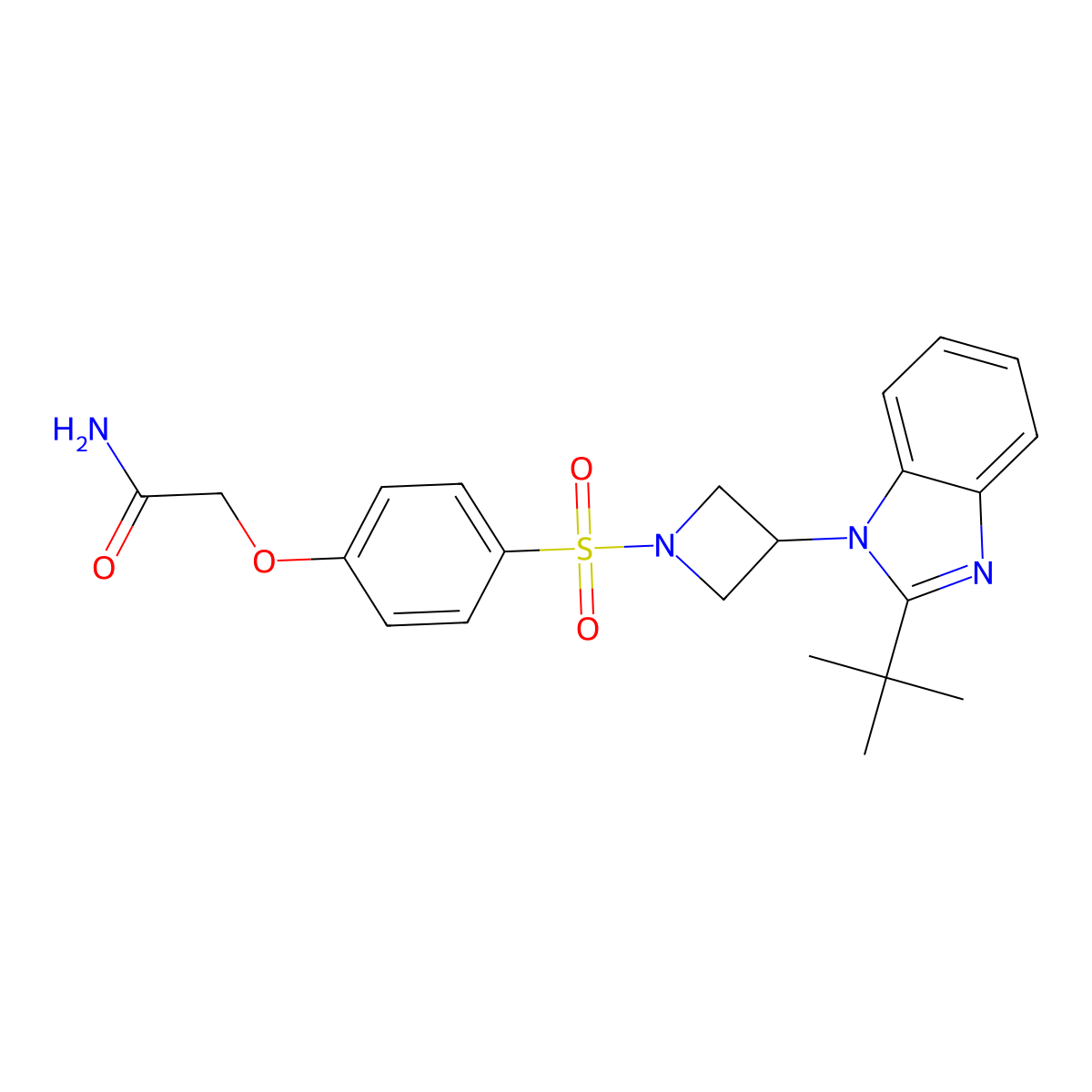 2-(4-{[3-(2-tert-butyl-1H-1,3-benzodiazol-1-yl)azetidin-1-yl]sulfonyl}phenoxy)acetamide molecular structure, CAS 2549064-45-9