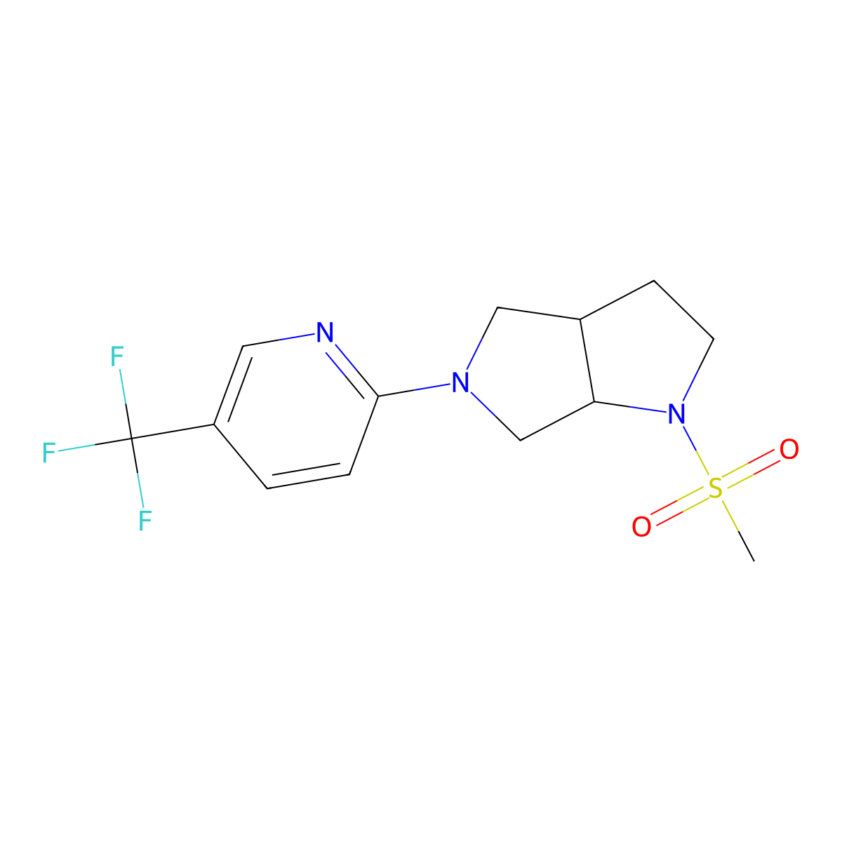 2-{1-Methanesulfonyl-octahydropyrrolo[2,3-c]pyrrol-5-yl}-5-(trifluoromethyl)pyridine molecular structure, CAS 2549064-47-1