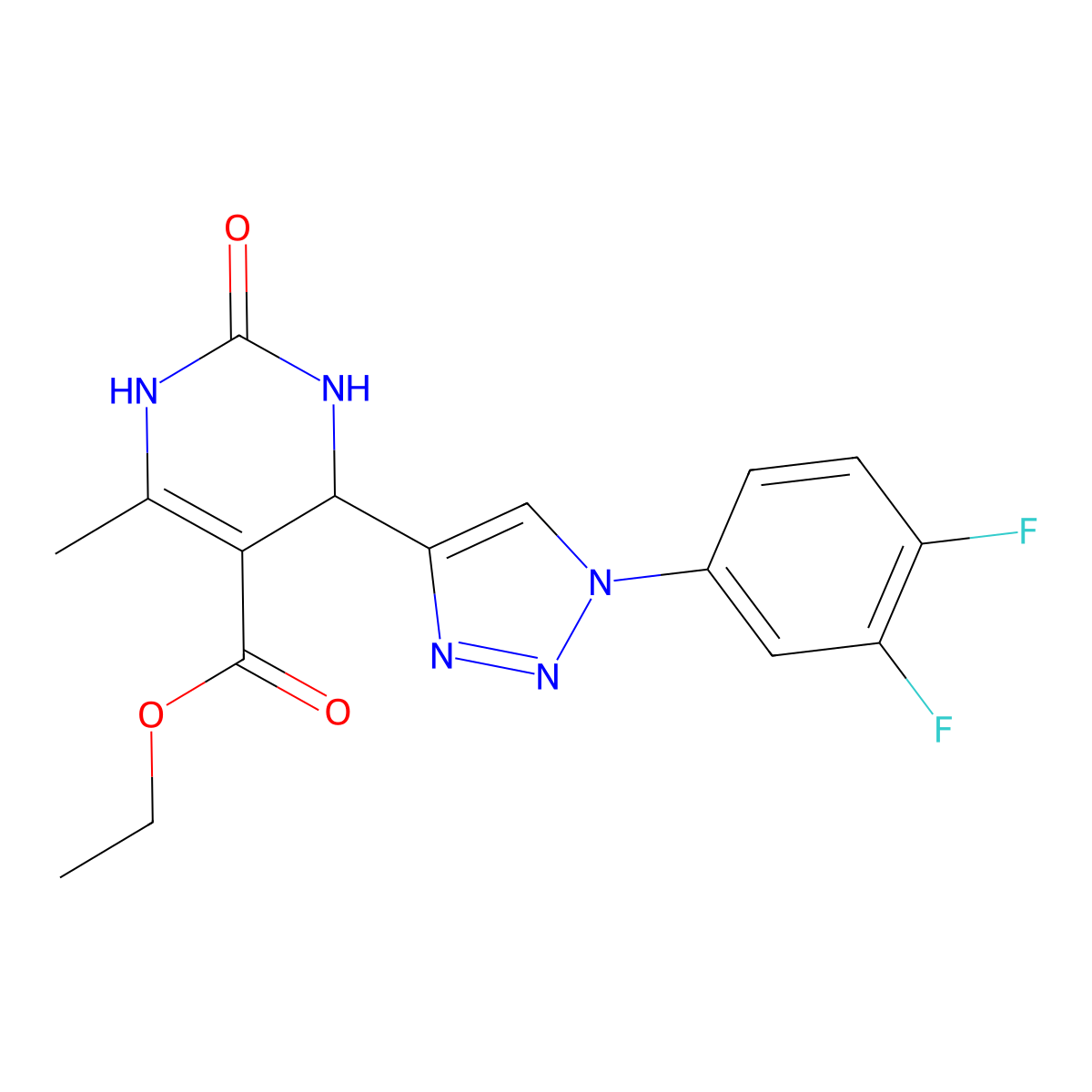 ethyl 4-[1-(3,4-difluorophenyl)-1H-1,2,3-triazol-4-yl]-6-methyl-2-oxo-1,2,3,4-tetrahydropyrimidine-5-carboxylate molecular structure, CAS 2549064-48-2