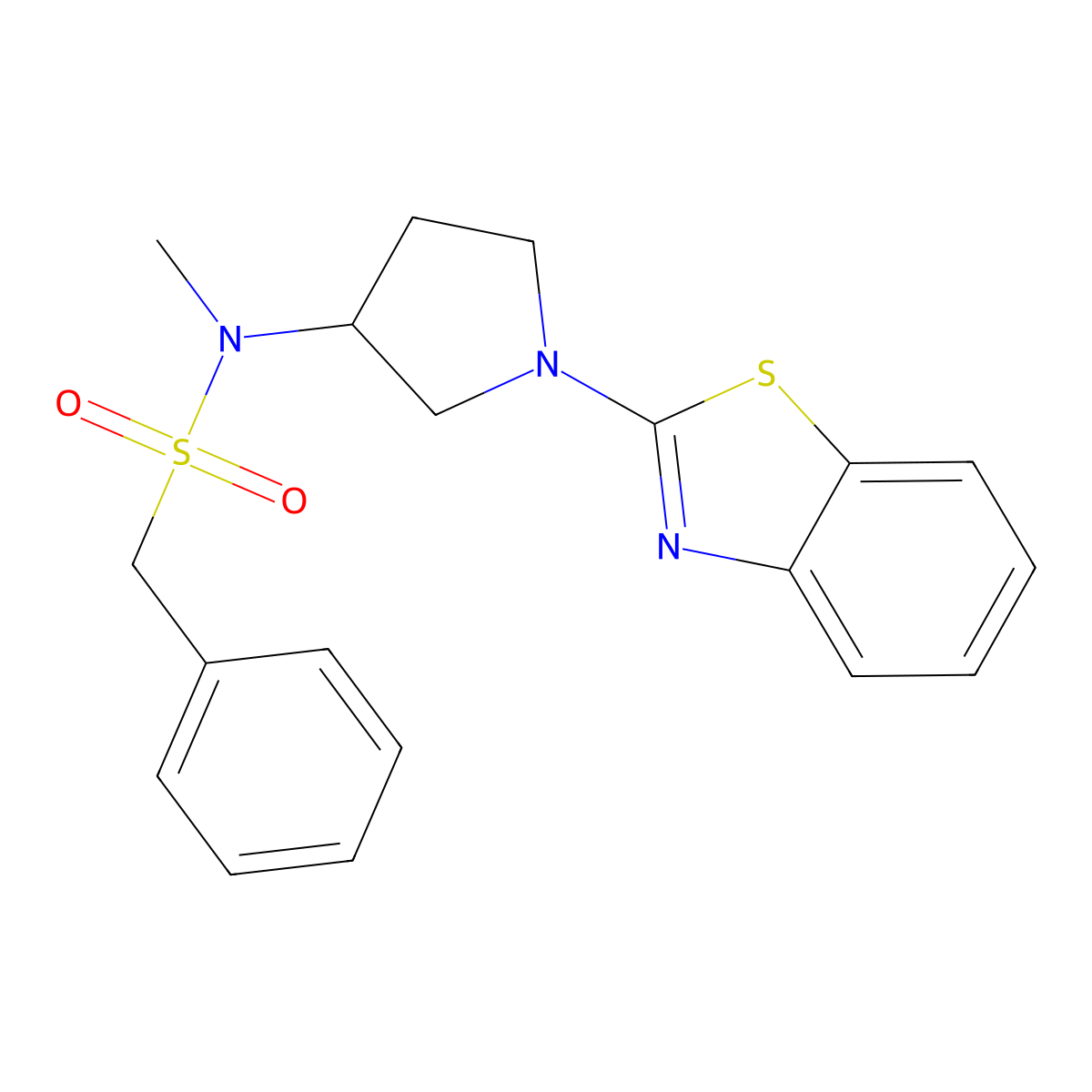 N-[1-(1,3-benzothiazol-2-yl)pyrrolidin-3-yl]-N-methyl-1-phenylmethanesulfonamide molecular structure, CAS 2549064-49-3