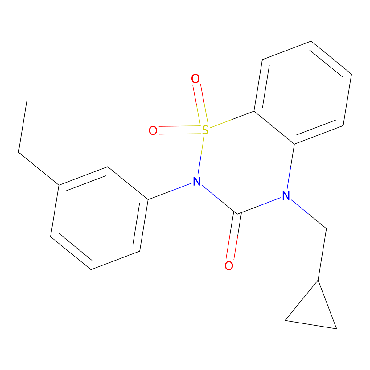 4-(Cyclopropylmethyl)-2-(3-ethylphenyl)-1,1-dioxo-1lambda6,2,4-benzothiadiazin-3-one molecular structure, CAS 2549064-63-1
