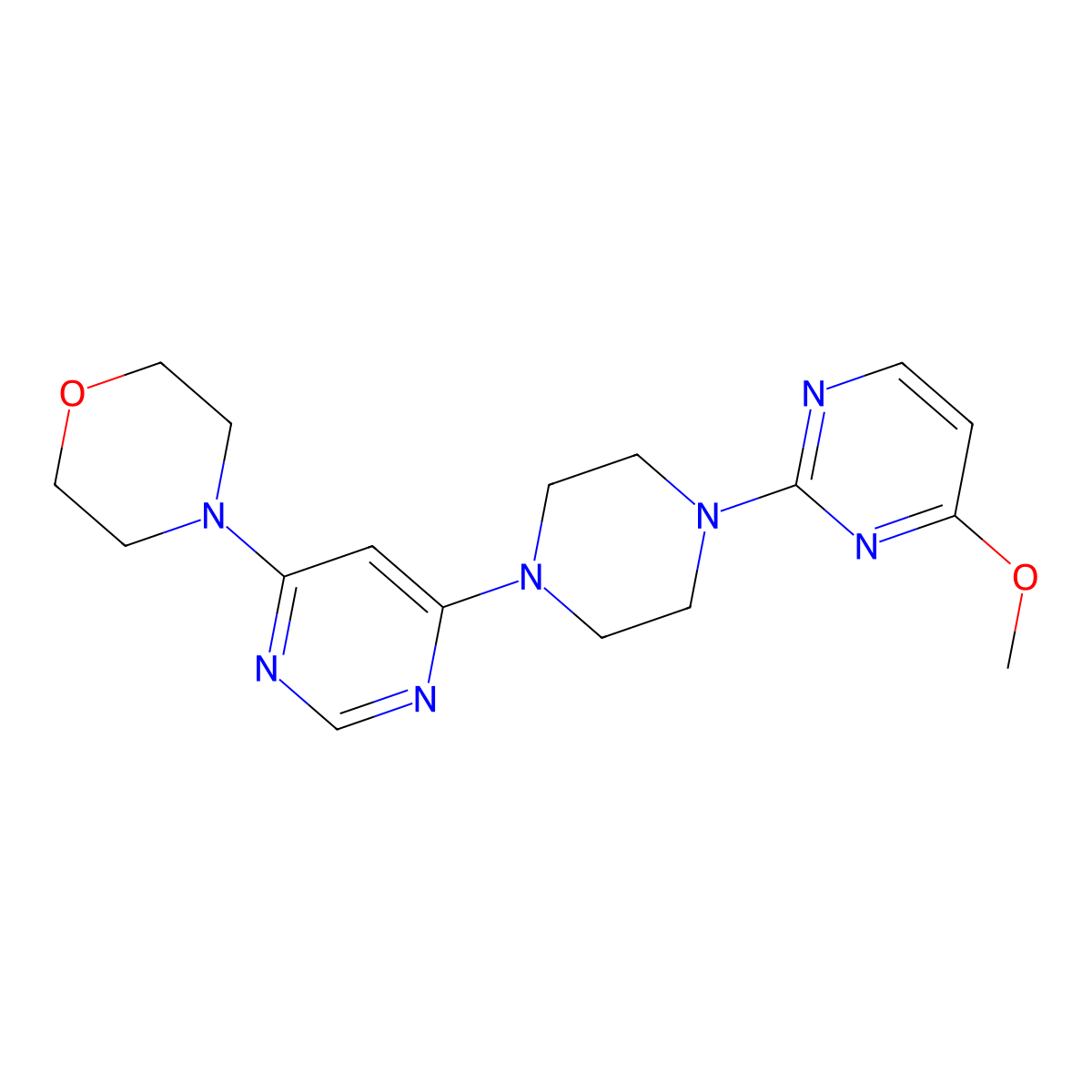 4-{6-[4-(4-Methoxypyrimidin-2-yl)piperazin-1-yl]pyrimidin-4-yl}morpholine molecular structure, CAS 2549064-64-2