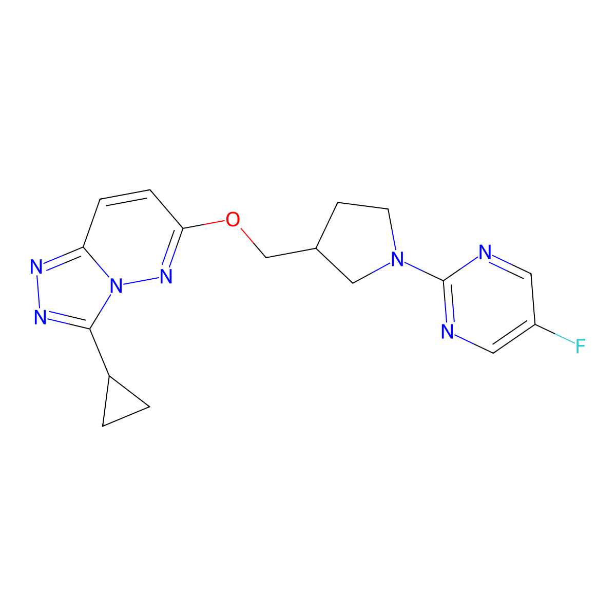 2-{3-[({3-Cyclopropyl-[1,2,4]triazolo[4,3-b]pyridazin-6-yl}oxy)methyl]pyrrolidin-1-yl}-5-fluoropyrimidine molecular structure, CAS 2549064-66-4