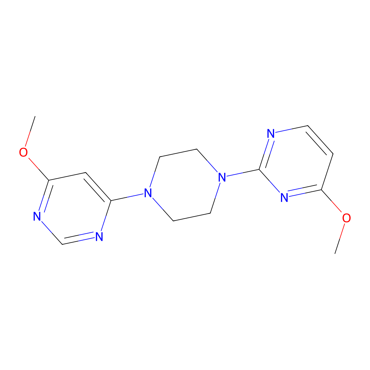 4-Methoxy-2-[4-(6-methoxypyrimidin-4-yl)piperazin-1-yl]pyrimidine molecular structure, CAS 2549064-71-1