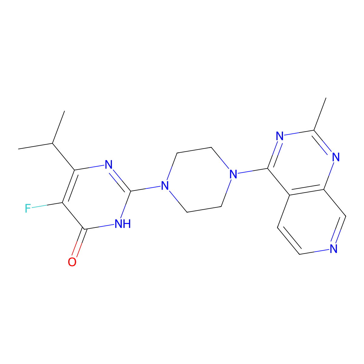 5-Fluoro-2-(4-{2-methylpyrido[3,4-d]pyrimidin-4-yl}piperazin-1-yl)-6-(propan-2-yl)-3,4-dihydropyrimidin-4-one molecular structure, CAS 2549064-75-5
