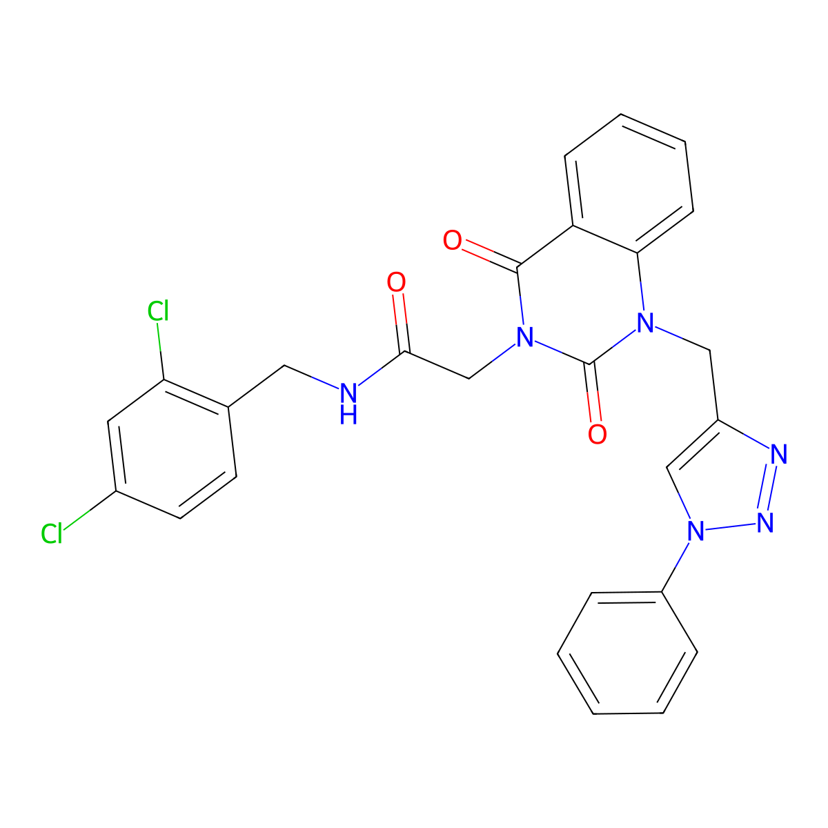 N-[(2,4-dichlorophenyl)methyl]-2-{2,4-dioxo-1-[(1-phenyl-1H-1,2,3-triazol-4-yl)methyl]-1,2,3,4-tetrahydroquinazolin-3-yl}acetamide molecular structure, CAS 2549064-78-8