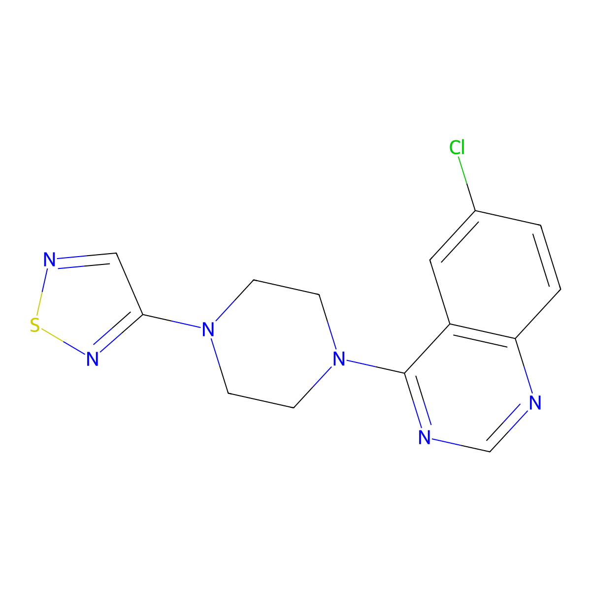 6-Chloro-4-[4-(1,2,5-thiadiazol-3-yl)piperazin-1-yl]quinazoline molecular structure, CAS 2549064-79-9