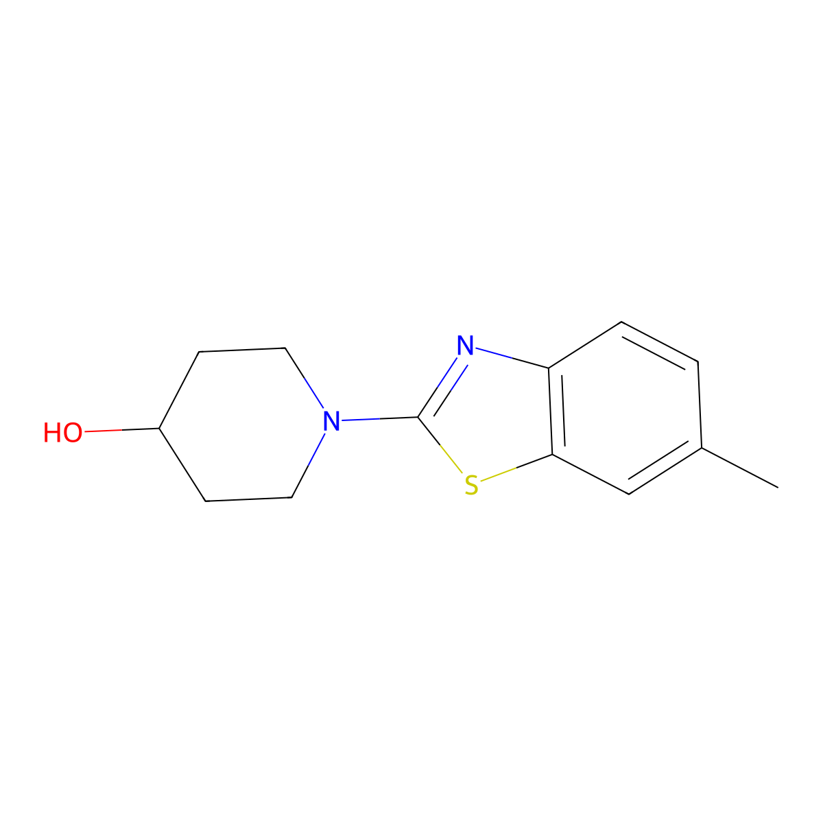 1-(6-Methyl-1,3-benzothiazol-2-yl)piperidin-4-ol molecular structure, CAS 2549064-80-2