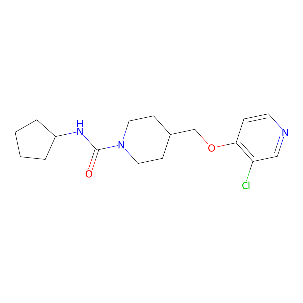 4-{[(3-chloropyridin-4-yl)oxy]methyl}-N-cyclopentylpiperidine-1-carboxamide molecular structure, CAS 2549064-81-3