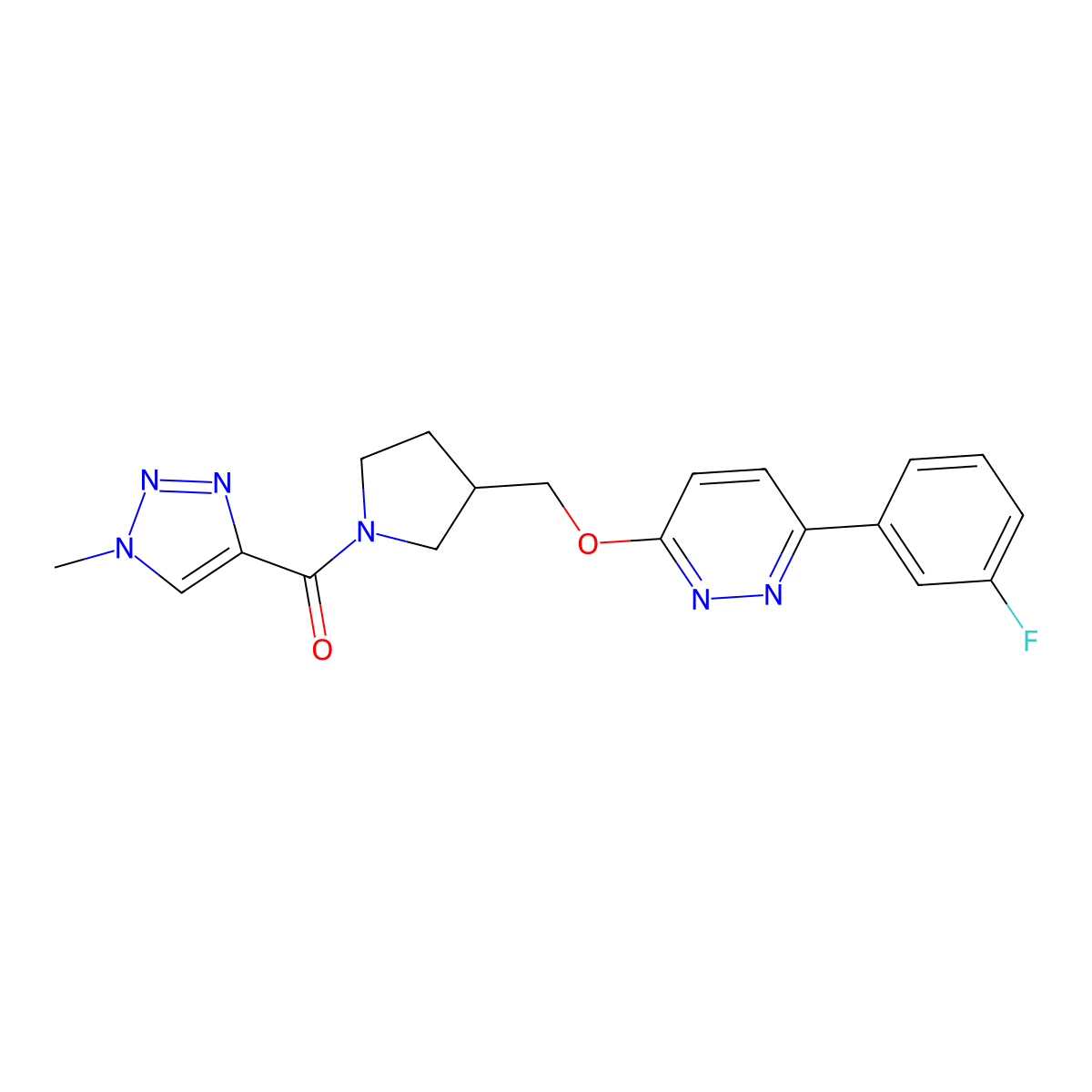 3-(3-fluorophenyl)-6-{[1-(1-methyl-1H-1,2,3-triazole-4-carbonyl)pyrrolidin-3-yl]methoxy}pyridazine molecular structure, CAS 2549064-84-6