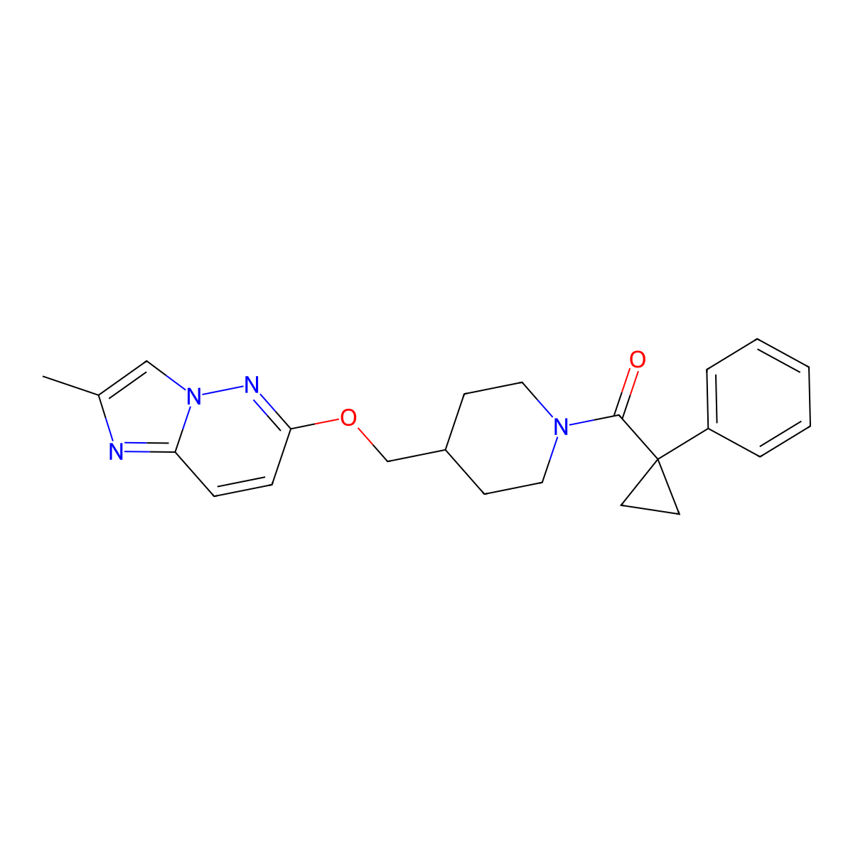 4-[({2-Methylimidazo[1,2-b]pyridazin-6-yl}oxy)methyl]-1-(1-phenylcyclopropanecarbonyl)piperidine molecular structure, CAS 2549064-85-7