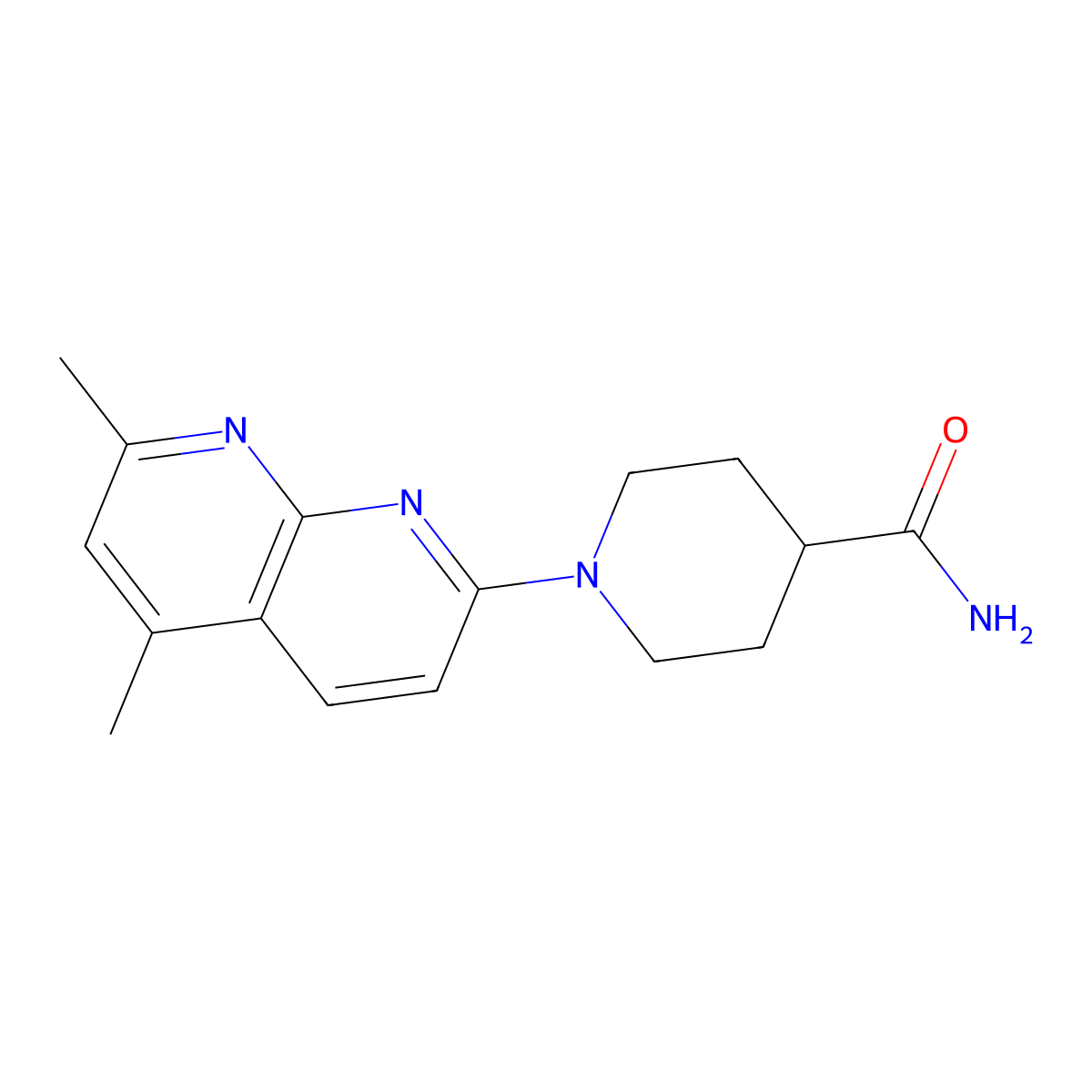 1-(5,7-Dimethyl-1,8-naphthyridin-2-yl)piperidine-4-carboxamide molecular structure, CAS 2549064-92-6