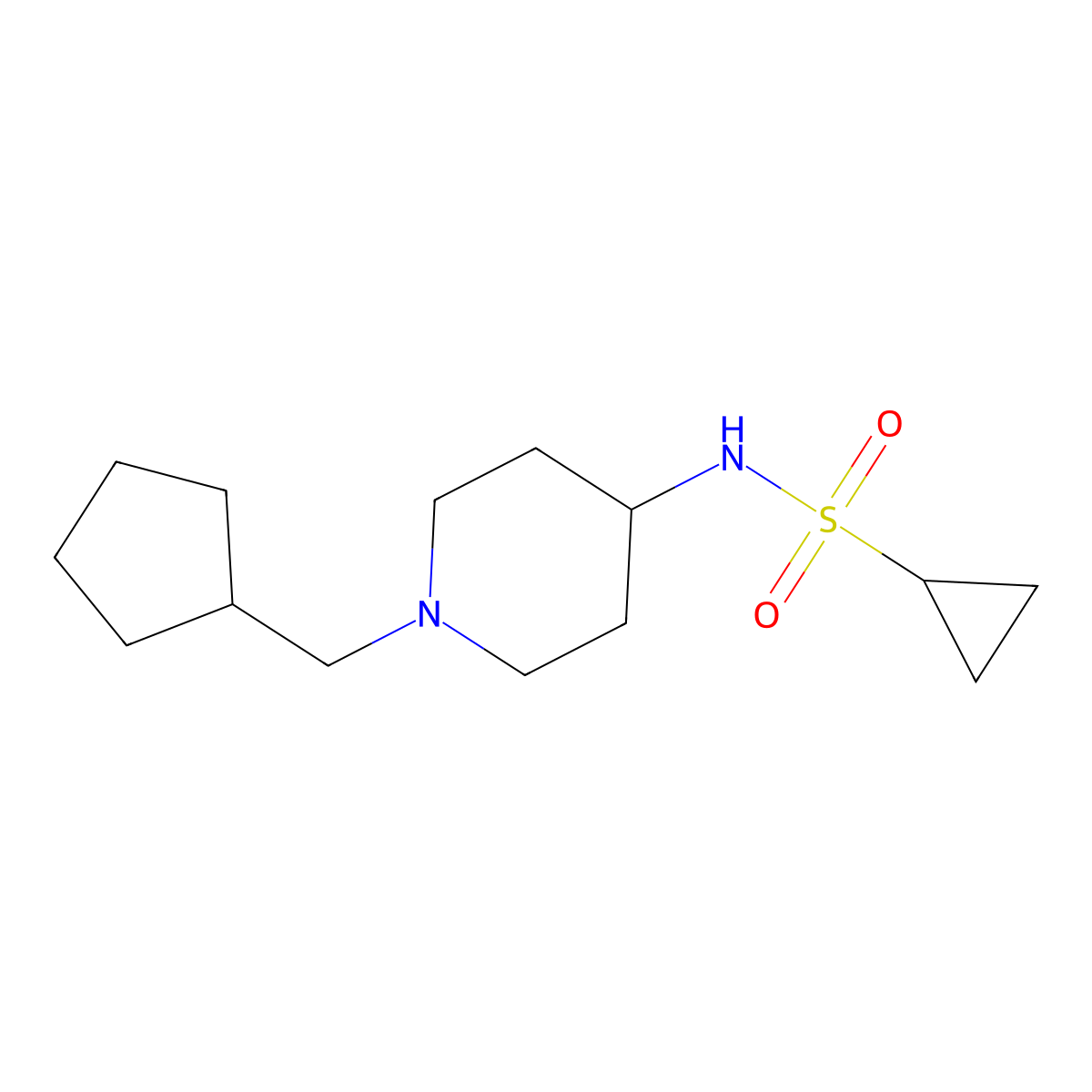 N-[1-(cyclopentylmethyl)piperidin-4-yl]cyclopropanesulfonamide molecular structure, CAS 2549064-95-9