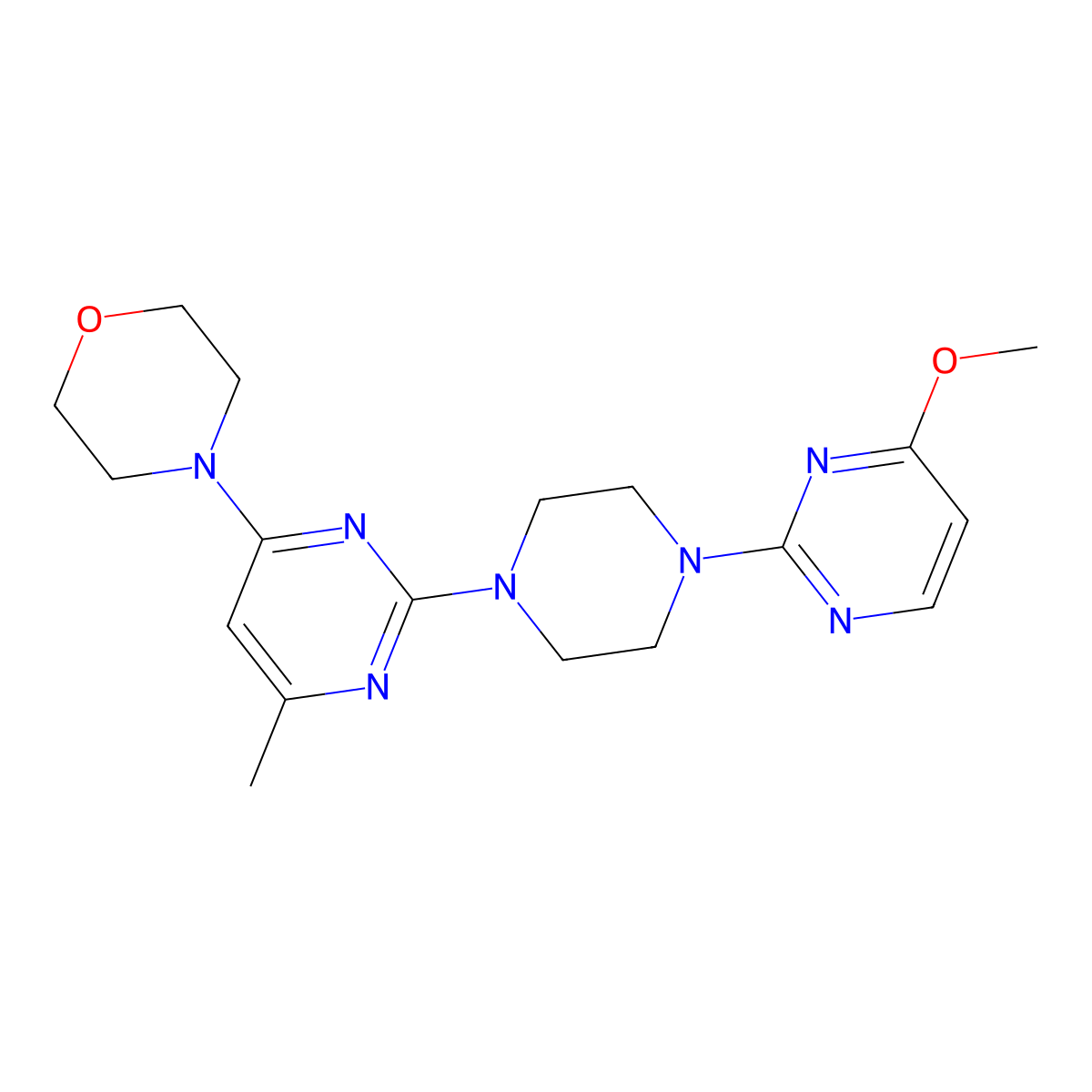 4-{2-[4-(4-Methoxypyrimidin-2-yl)piperazin-1-yl]-6-methylpyrimidin-4-yl}morpholine molecular structure, CAS 2549064-96-0