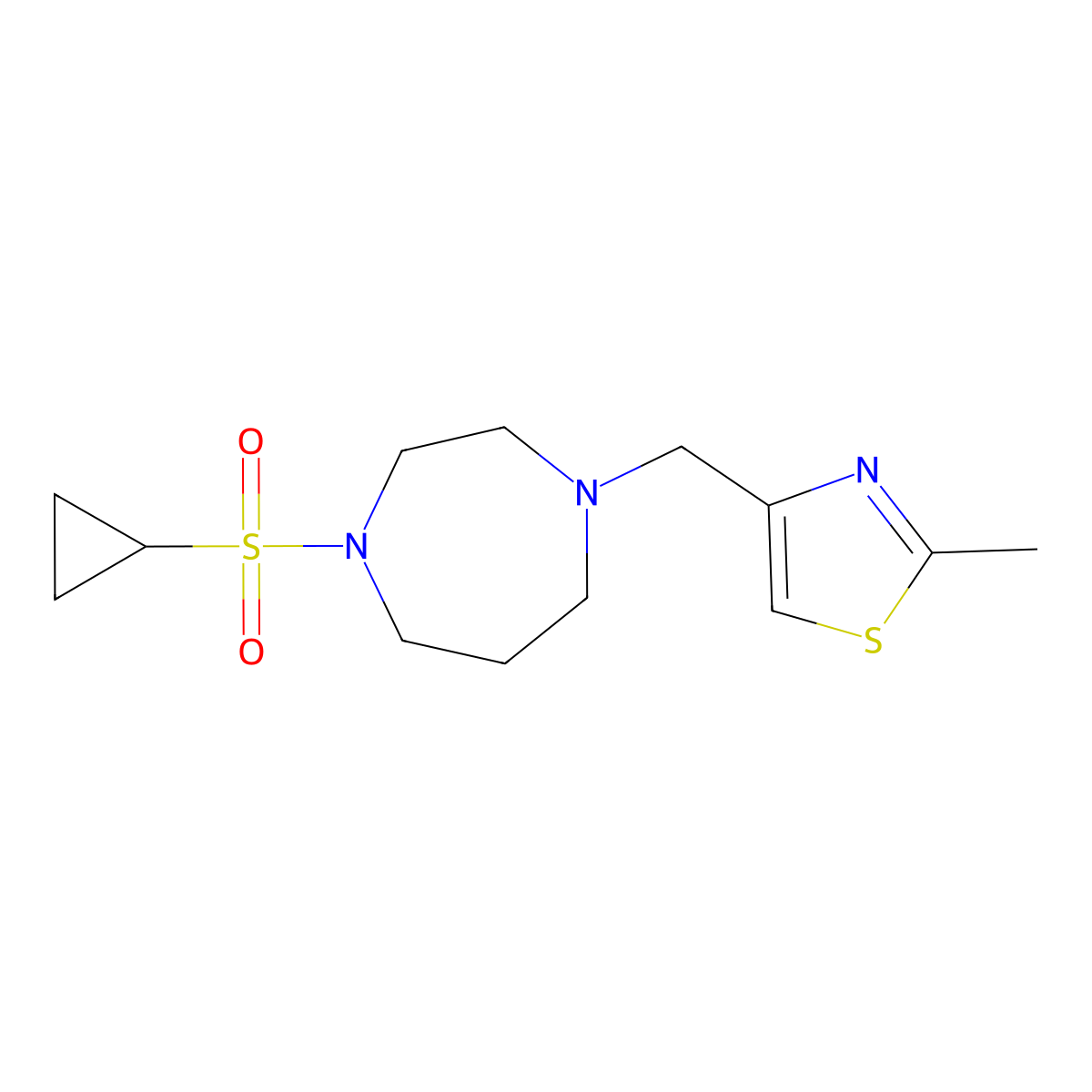 1-(Cyclopropanesulfonyl)-4-[(2-methyl-1,3-thiazol-4-yl)methyl]-1,4-diazepane molecular structure, CAS 2549064-97-1