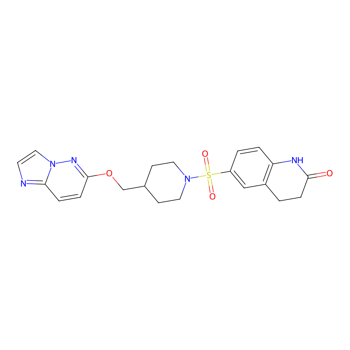 6-{[4-({Imidazo[1,2-b]pyridazin-6-yloxy}methyl)piperidin-1-yl]sulfonyl}-1,2,3,4-tetrahydroquinolin-2-one molecular structure, CAS 2549064-99-3