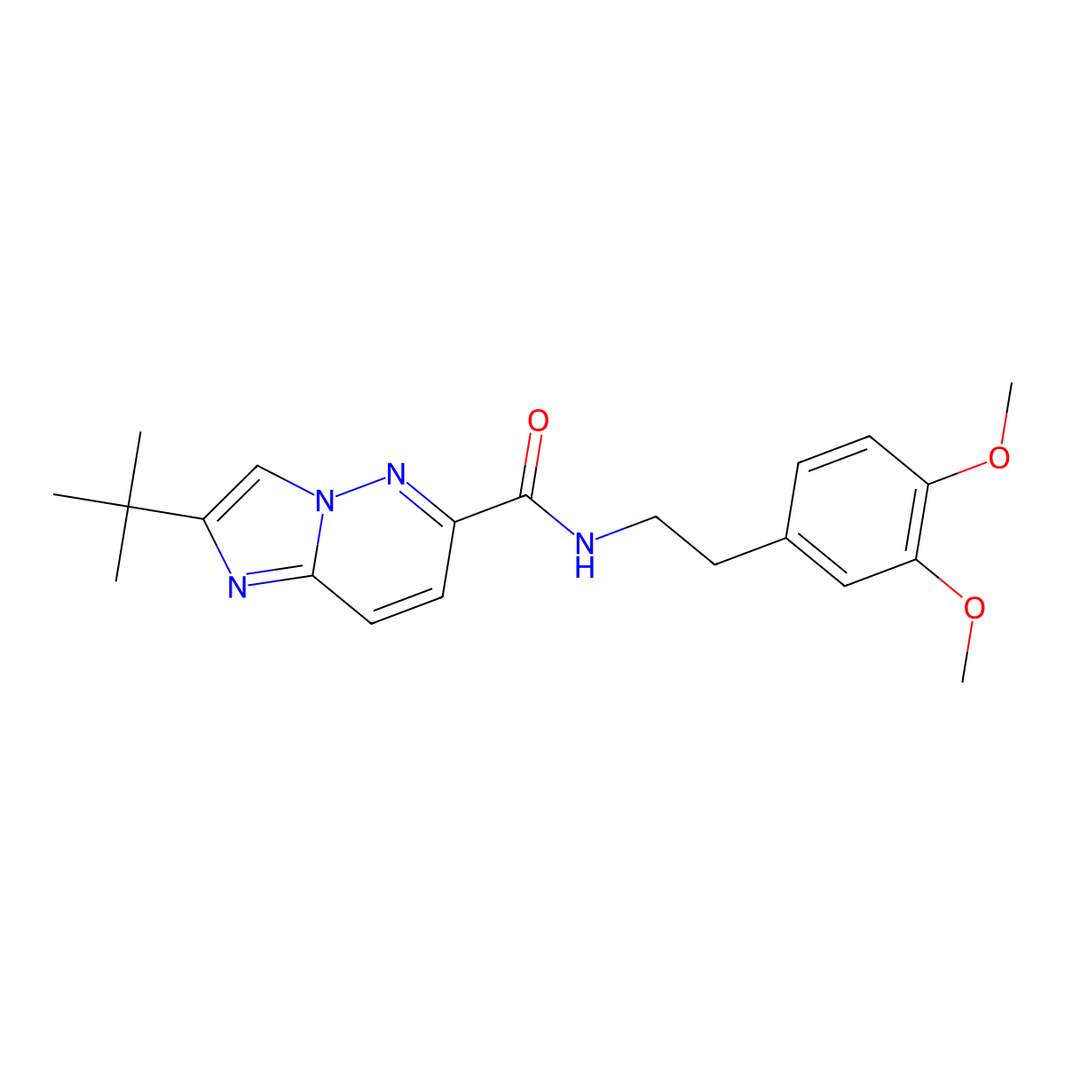 2-tert-butyl-N-[2-(3,4-dimethoxyphenyl)ethyl]imidazo[1,2-b]pyridazine-6-carboxamide molecular structure, CAS 2549065-01-0