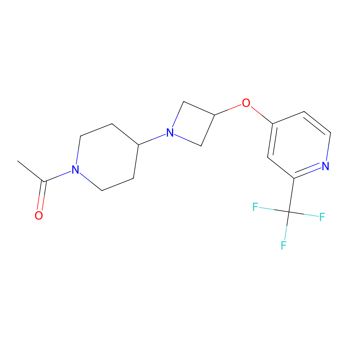 1-[4-(3-{[2-(Trifluoromethyl)pyridin-4-yl]oxy}azetidin-1-yl)piperidin-1-yl]ethan-1-one molecular structure, CAS 2549065-03-2