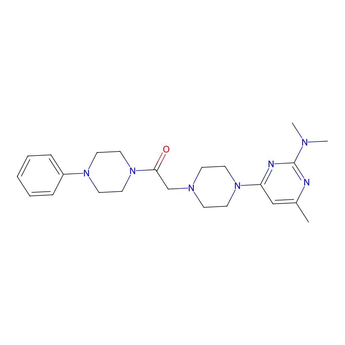 2-{4-[2-(Dimethylamino)-6-methylpyrimidin-4-yl]piperazin-1-yl}-1-(4-phenylpiperazin-1-yl)ethan-1-one molecular structure, CAS 2549065-04-3