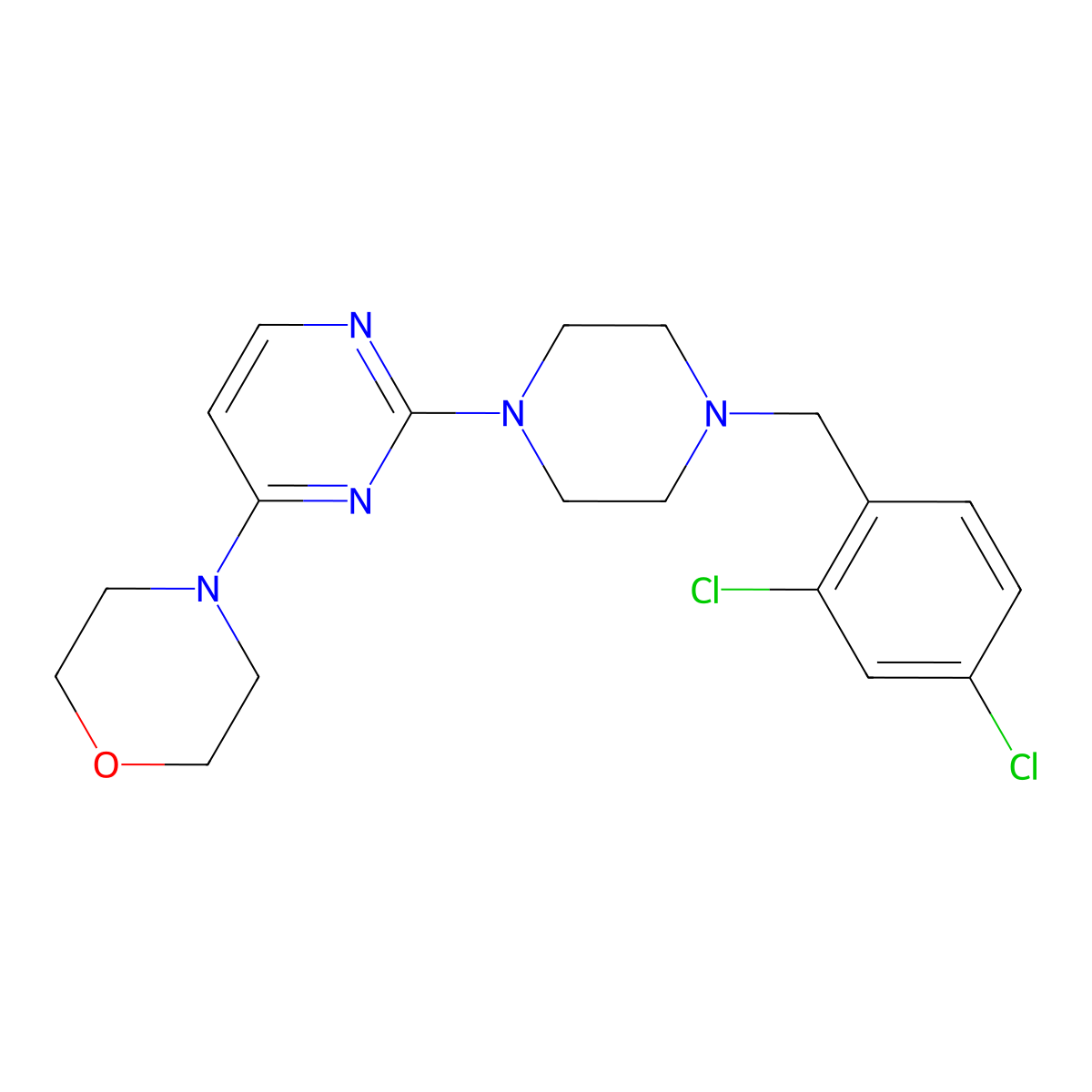 4-(2-{4-[(2,4-Dichlorophenyl)methyl]piperazin-1-yl}pyrimidin-4-yl)morpholine molecular structure, CAS 2549065-06-5