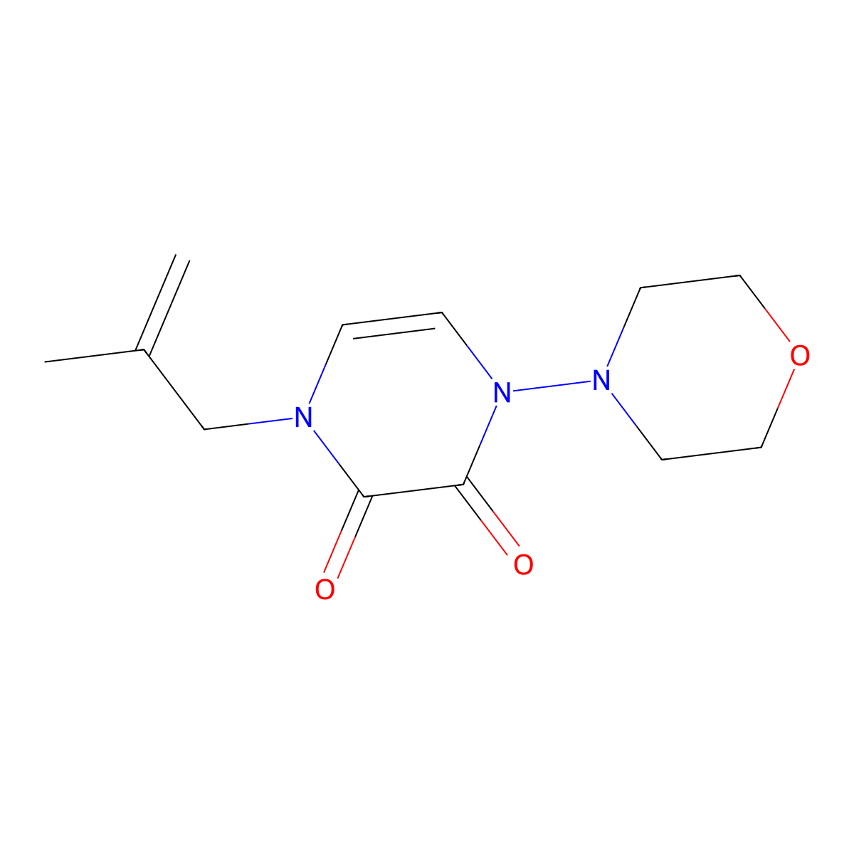 1-(2-Methylprop-2-en-1-yl)-4-(morpholin-4-yl)-1,2,3,4-tetrahydropyrazine-2,3-dione molecular structure, CAS 2549065-08-7