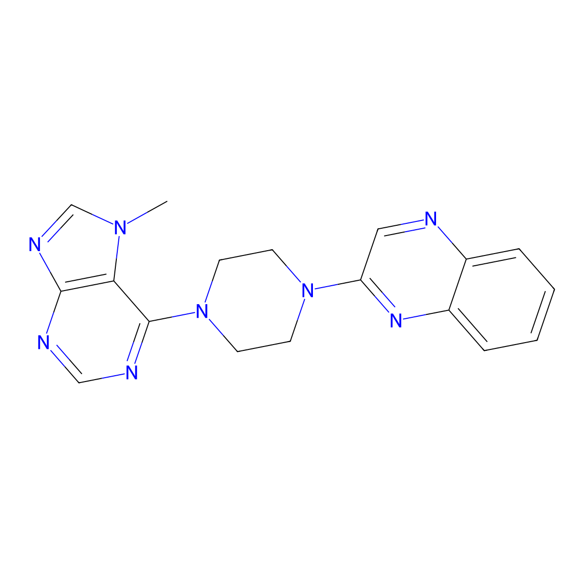 2-[4-(7-methyl-7H-purin-6-yl)piperazin-1-yl]quinoxaline molecular structure, CAS 2549065-18-9