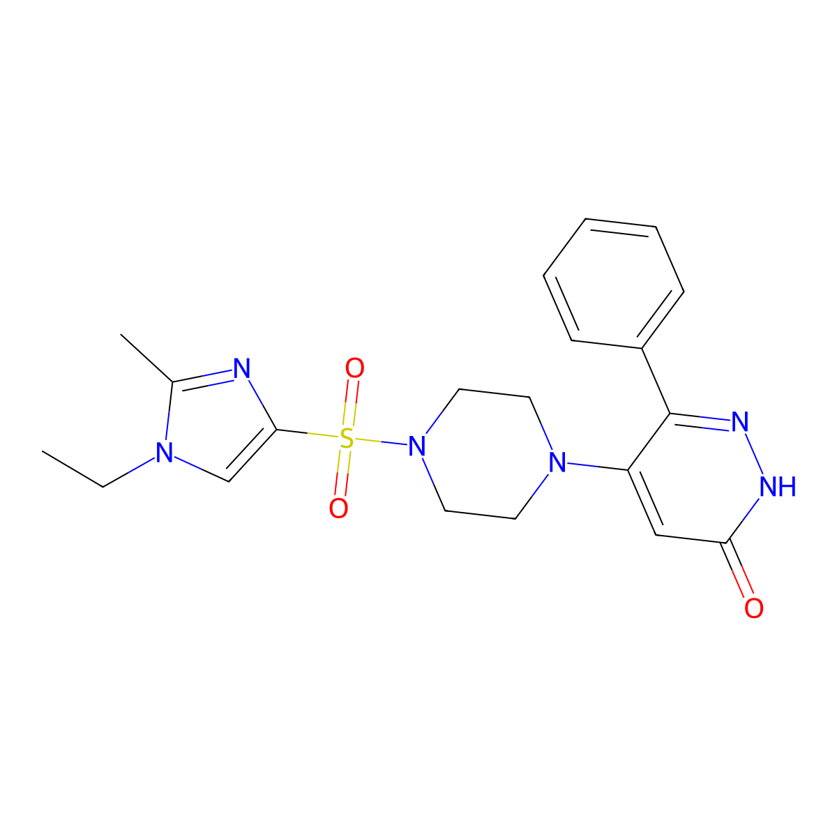 5-{4-[(1-ethyl-2-methyl-1H-imidazol-4-yl)sulfonyl]piperazin-1-yl}-6-phenyl-2,3-dihydropyridazin-3-one molecular structure, CAS 2549065-22-5